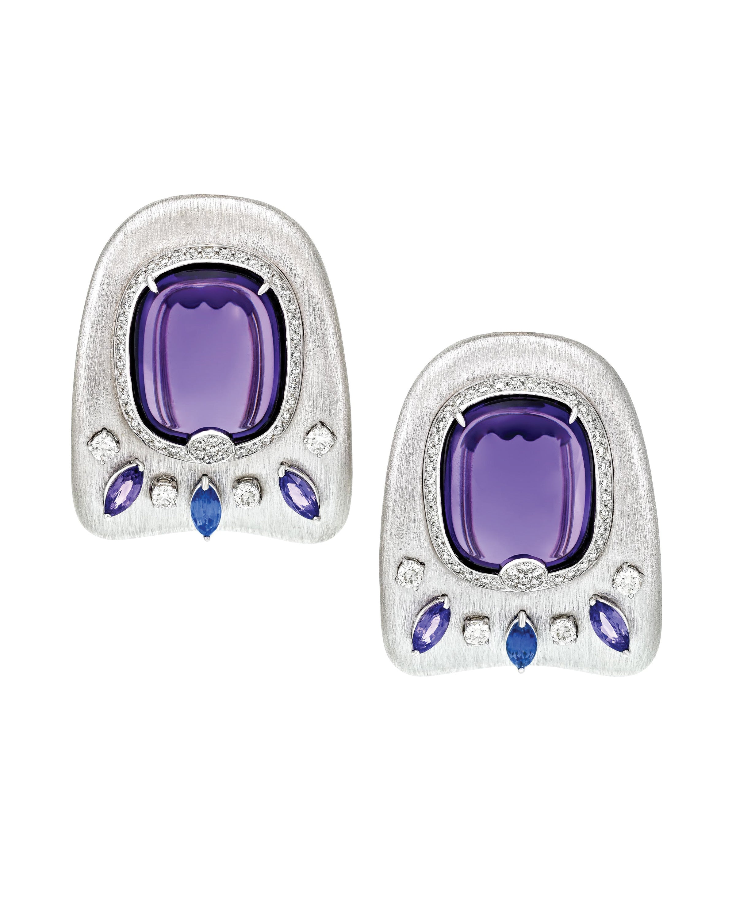 Amethyst and Sapphire Satin Earrings
