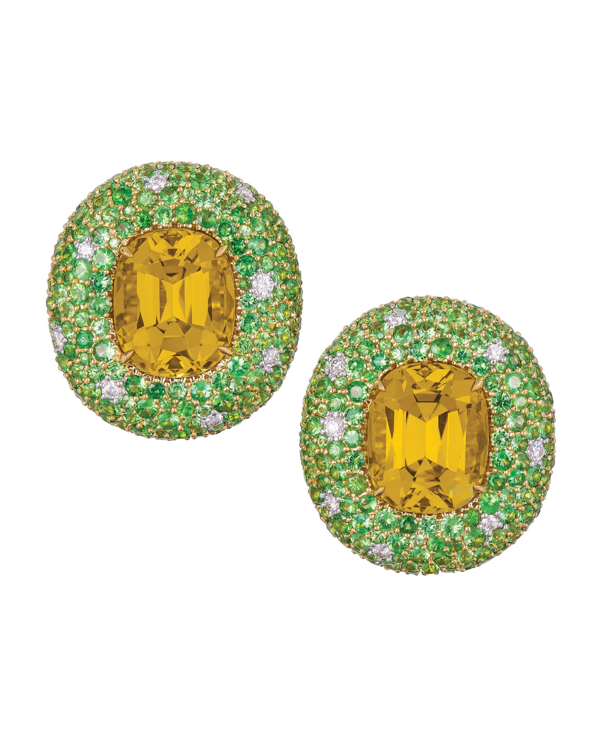 Lemon Quartz Button Earrings