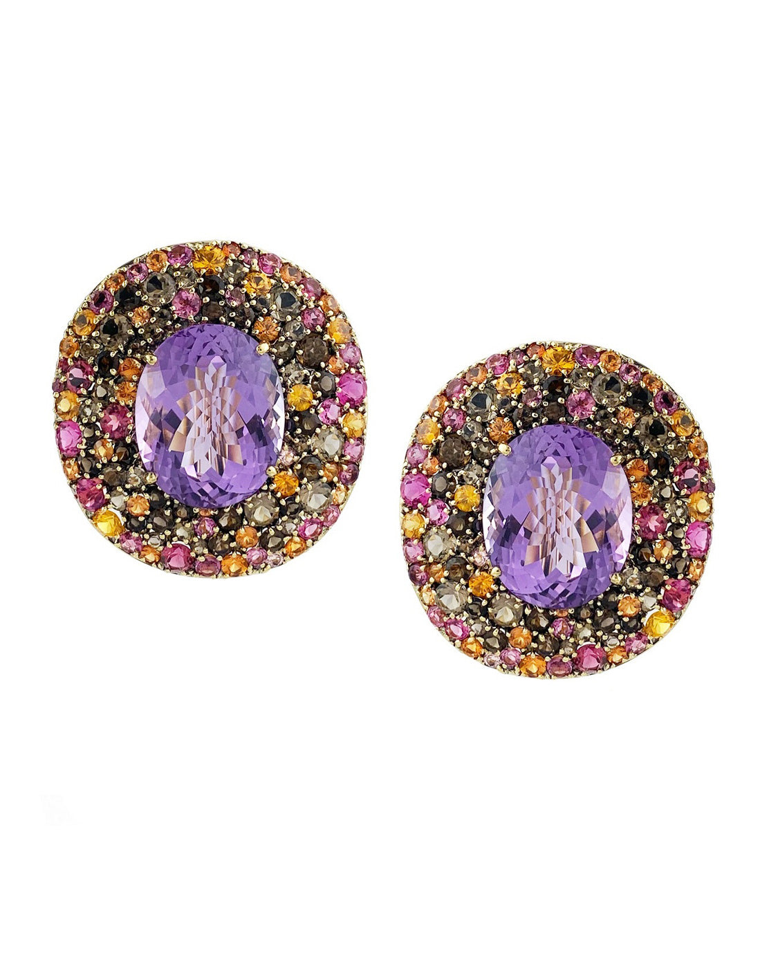 Amethyst Button Earrings