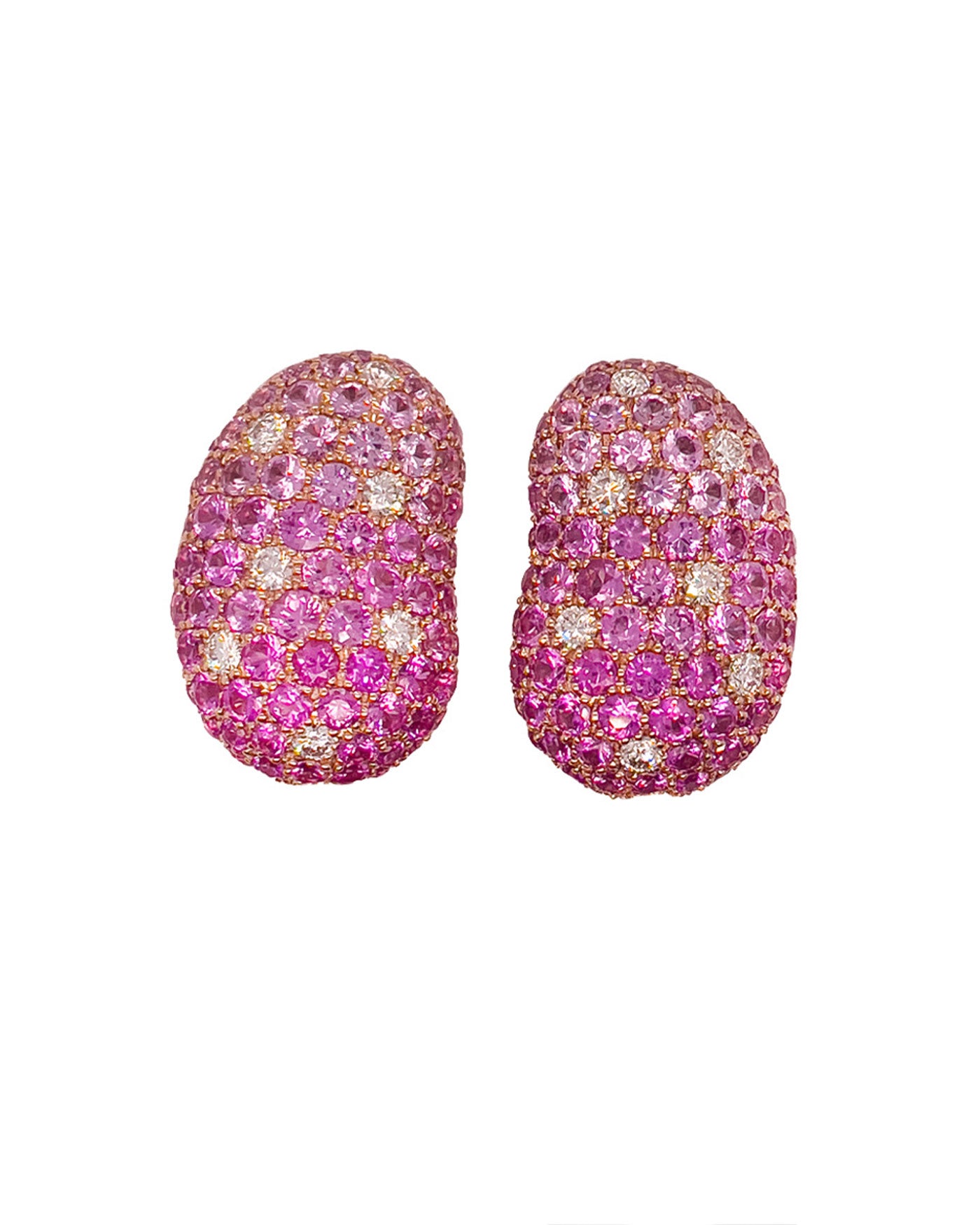 Jelly Bean Pink Sapphire and Diamond Earrings