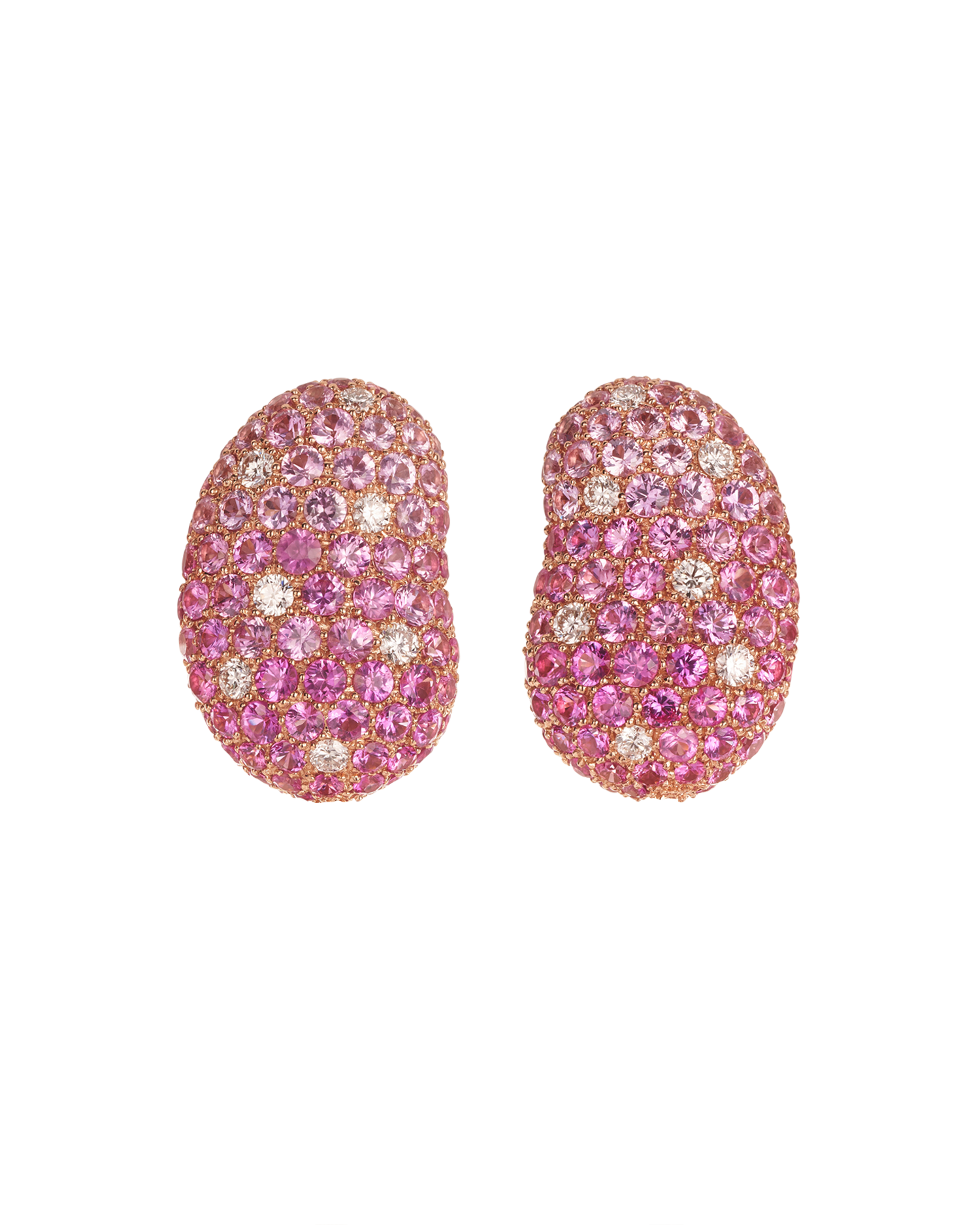 Jelly Bean Pink Sapphire and Diamond Earrings