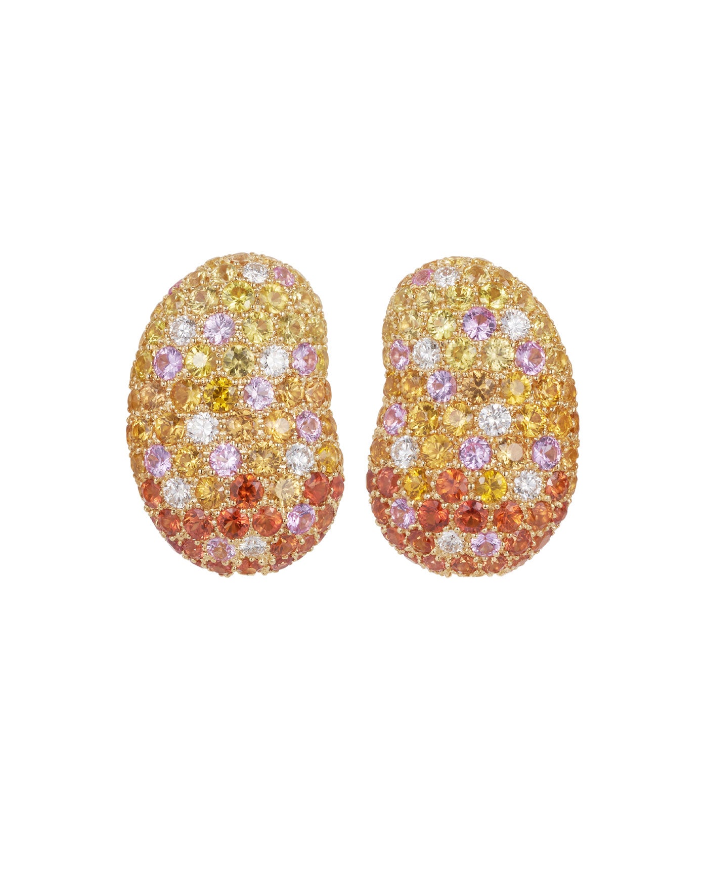 Jelly Bean Yellow, Pink and Orange Sapphire and Diamond Earrings