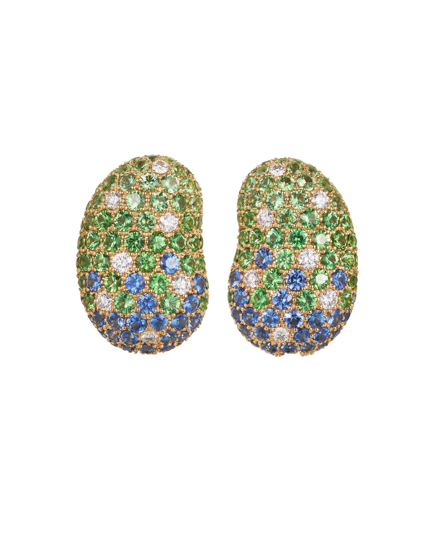 Jelly Bean Sapphire, Tsavorite and Diamond Earrings