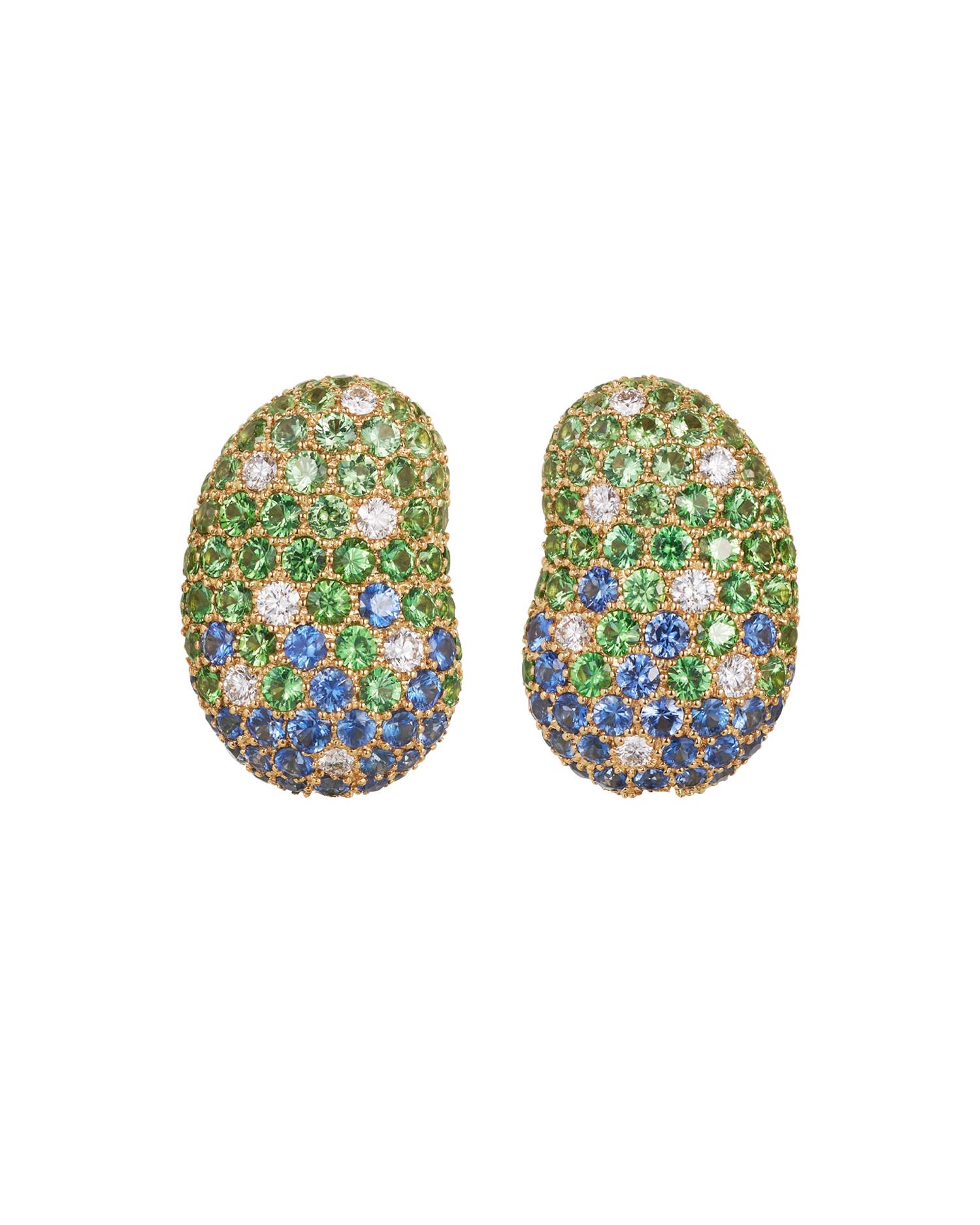 Jelly Bean Sapphire, Tsavorite and Diamond Earrings