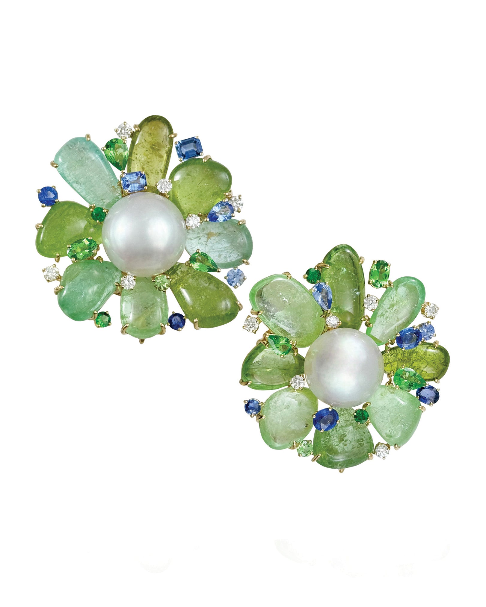 Paraiba Tourmaline and South Sea Pearl Earrings