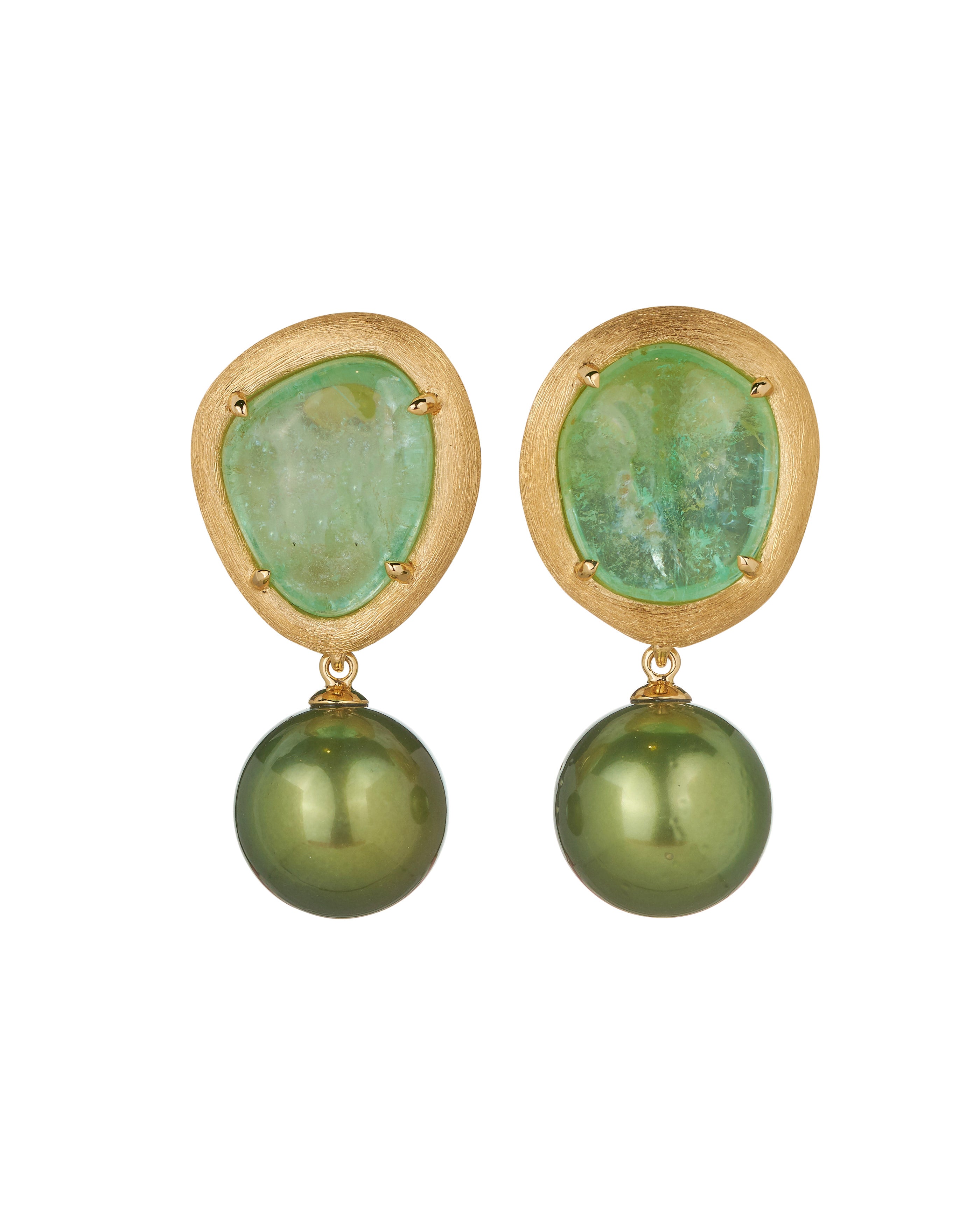 Nomad Paraiba Tourmaline and Pistachio Pearl Earrings
