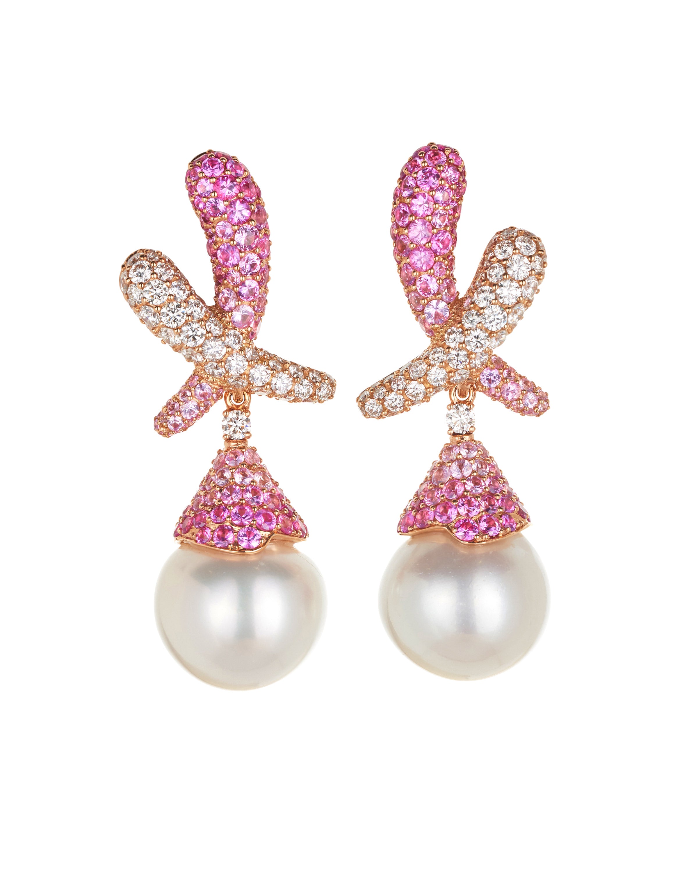 Kiss Sapphire and Diamond with Pearl Drop Earrings