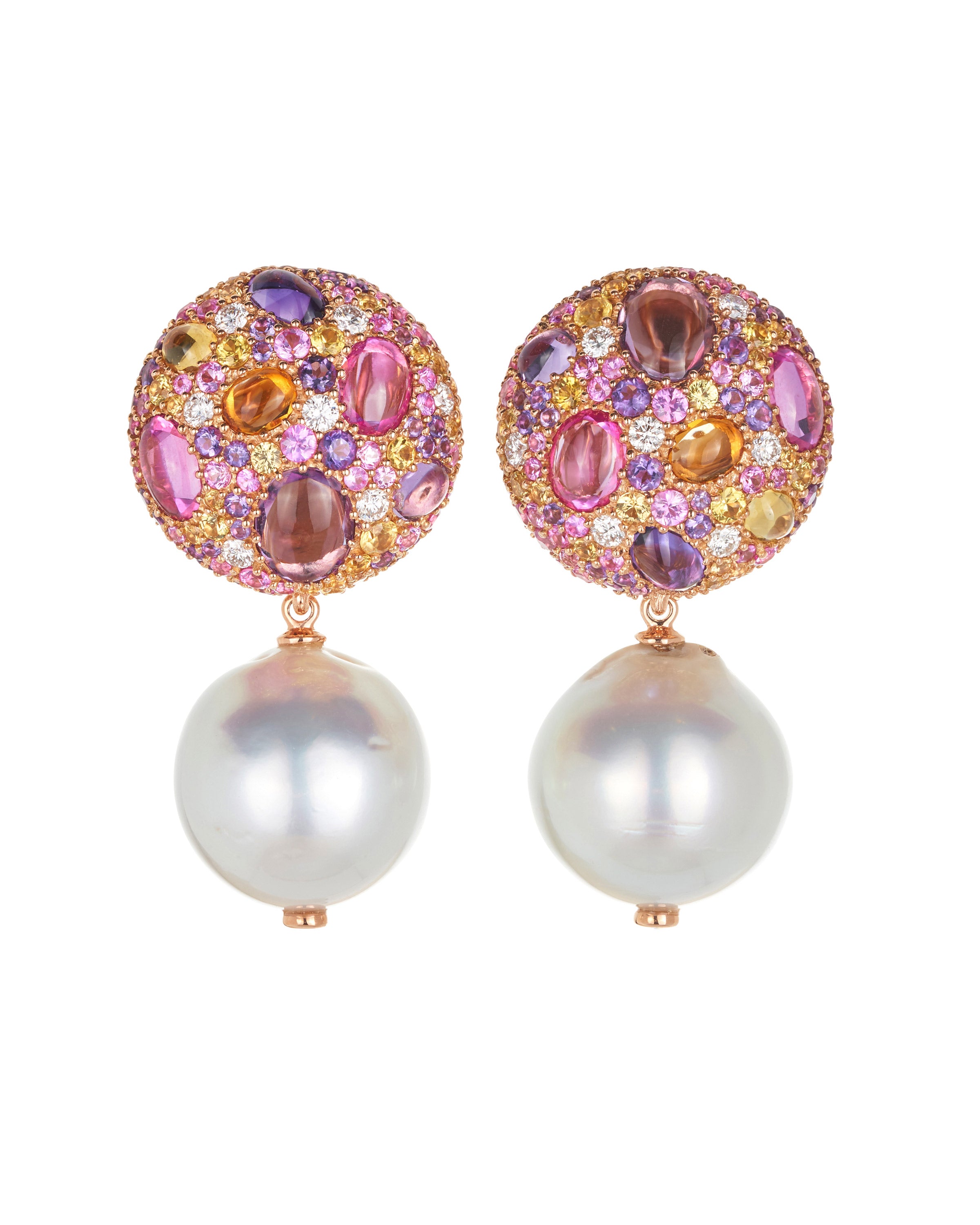 Purple and Pink Cookie with Pearl Drop Earrings