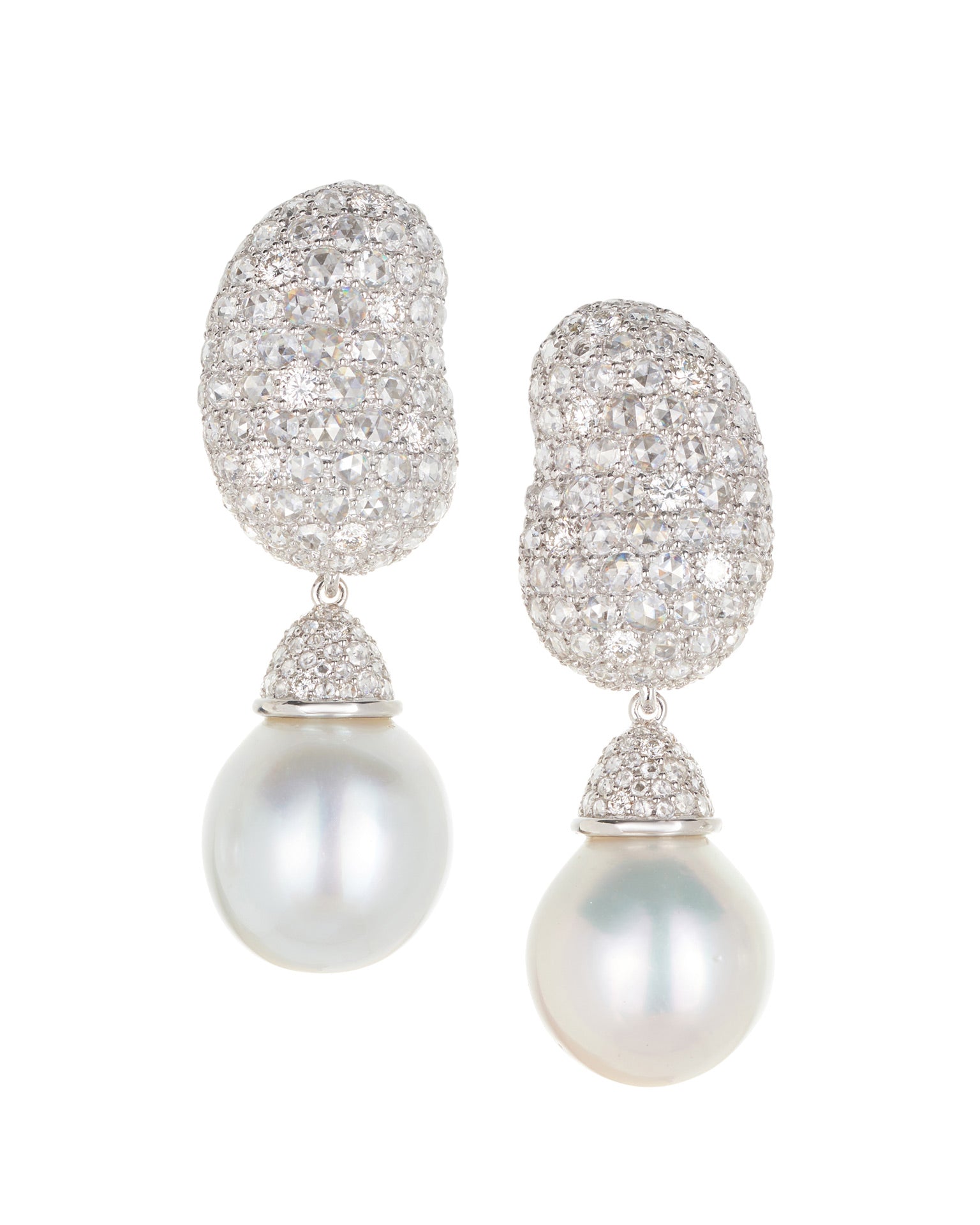 Jelly Bean Diamond with Pearl Drop Earrings
