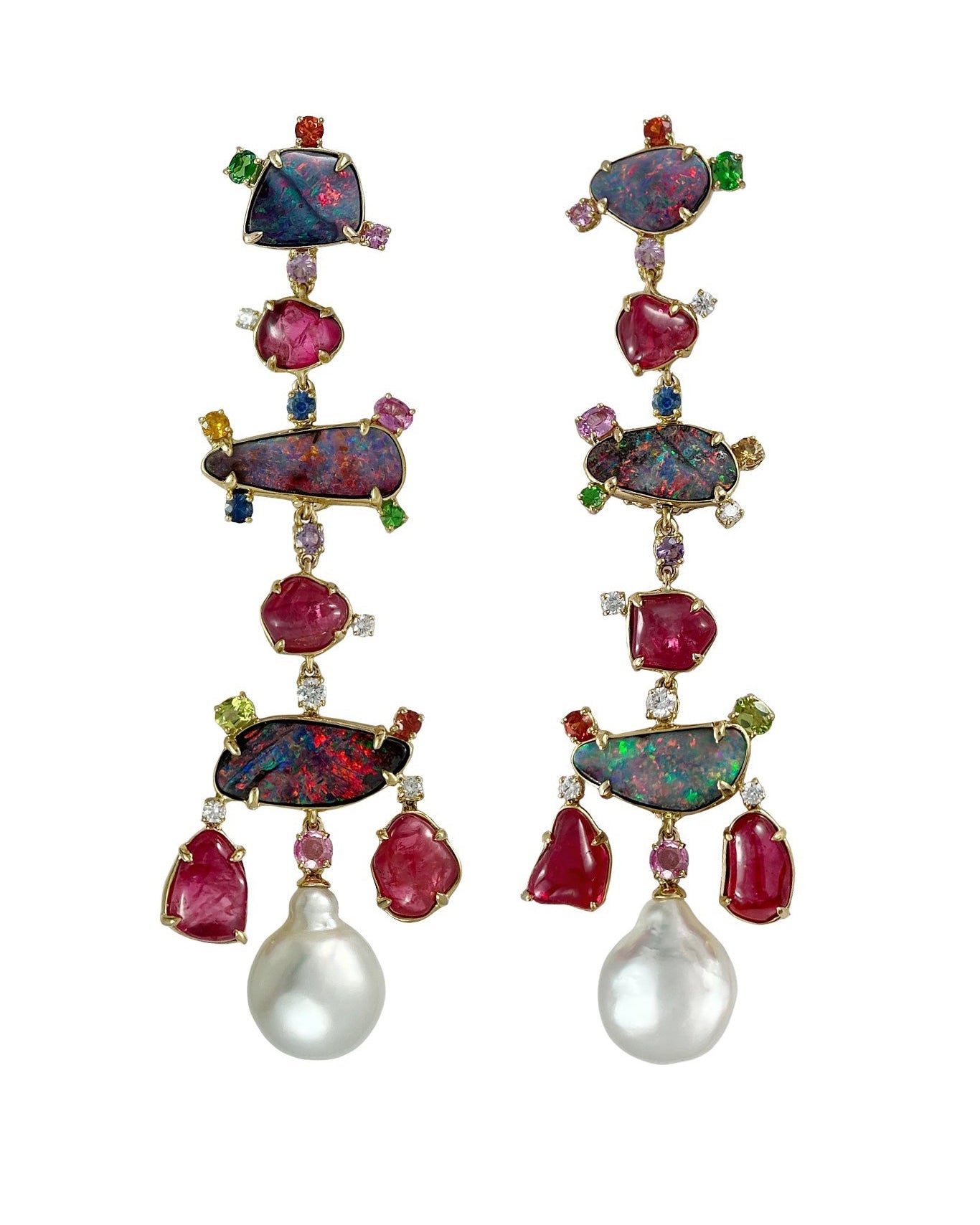 Opal and Pearl Drop Totem Earrings