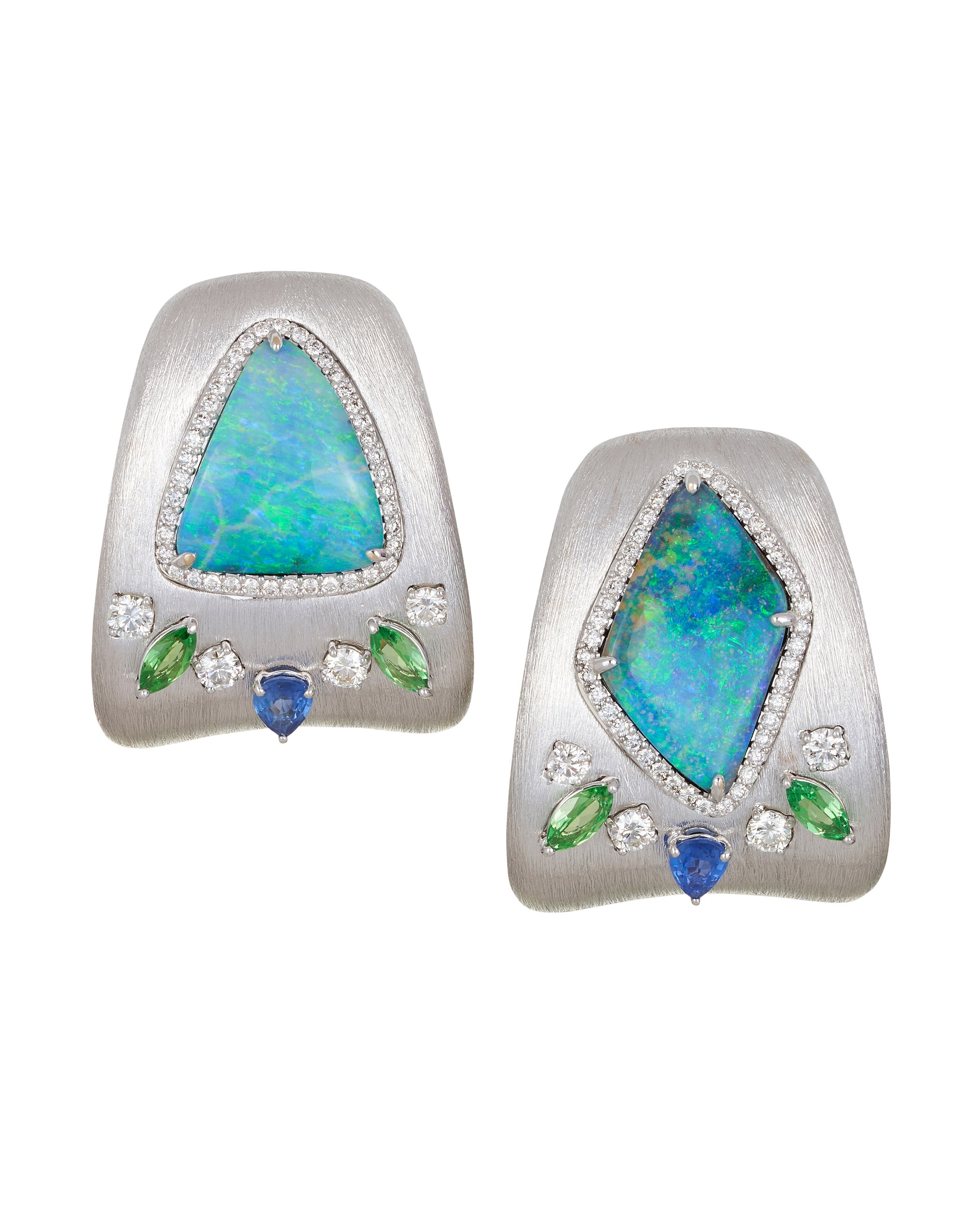 Azure Opal and Gemstone Earrings