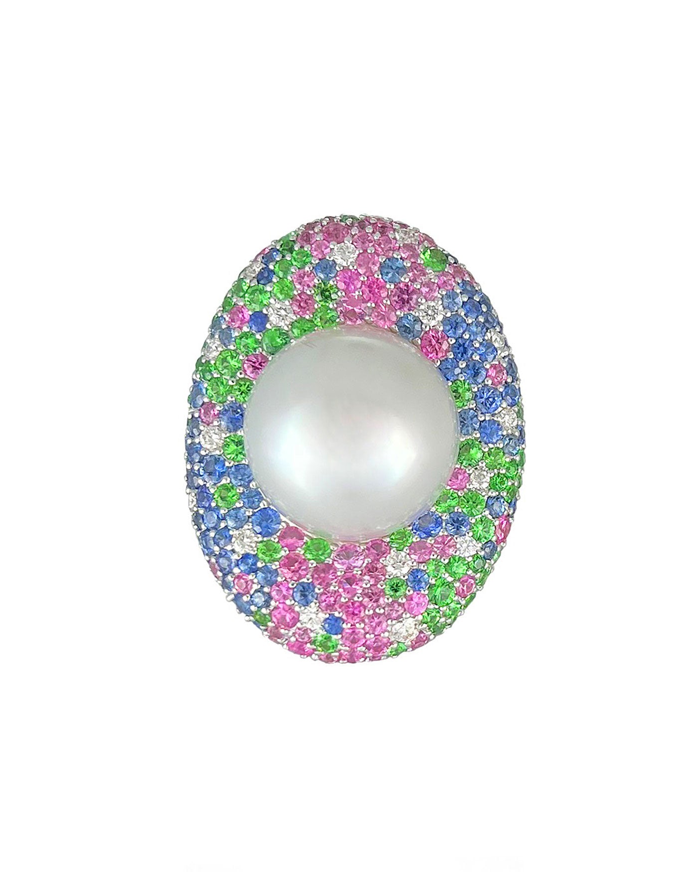 Laguna Pearl, Sapphire and Tsavorite Ring