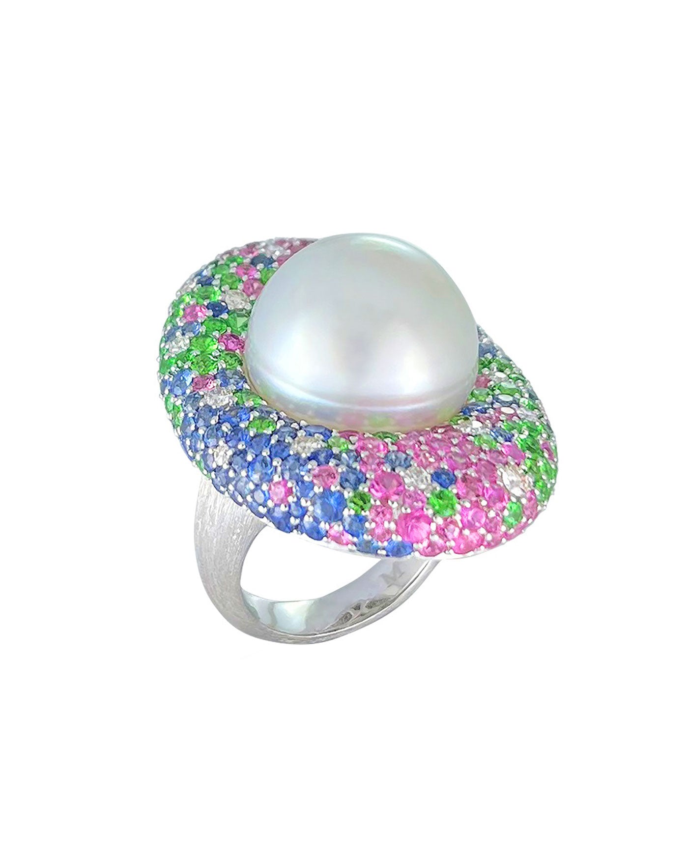 Laguna Pearl, Sapphire and Tsavorite Ring