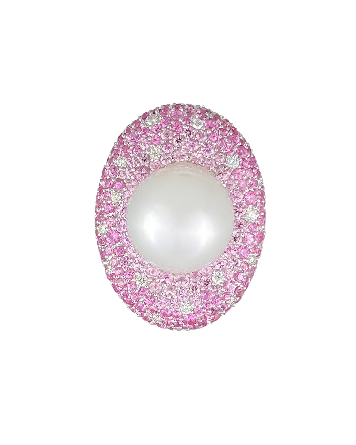 Laguna Pearl, Diamond and Pink Sapphire Ring