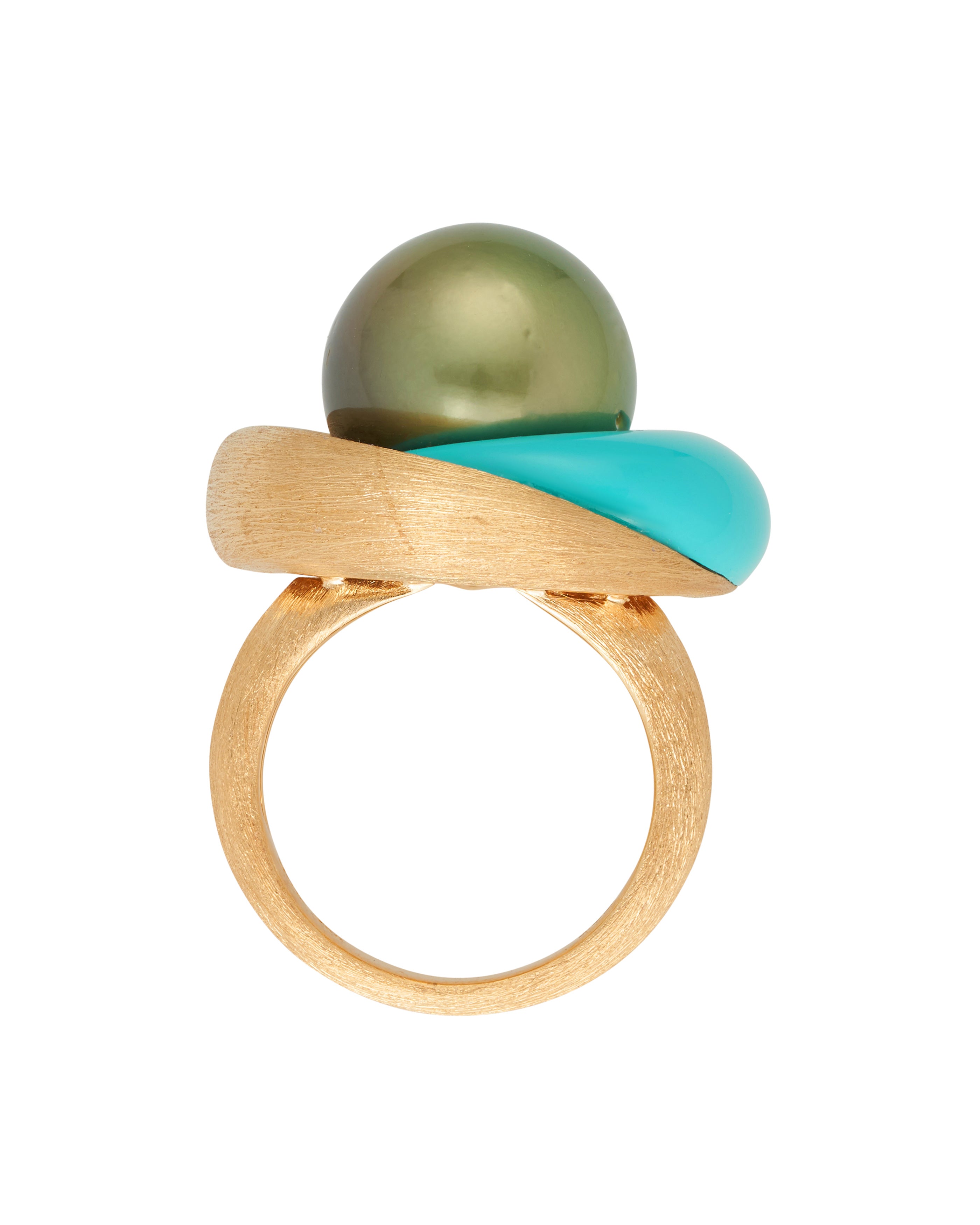 Pistachio Pearl and Blue Bubblegum Ring