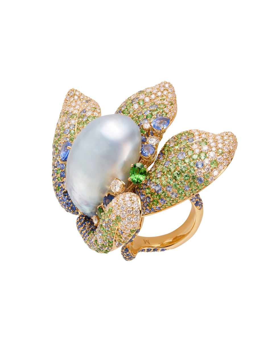 Floral Abundance Pearl Ring