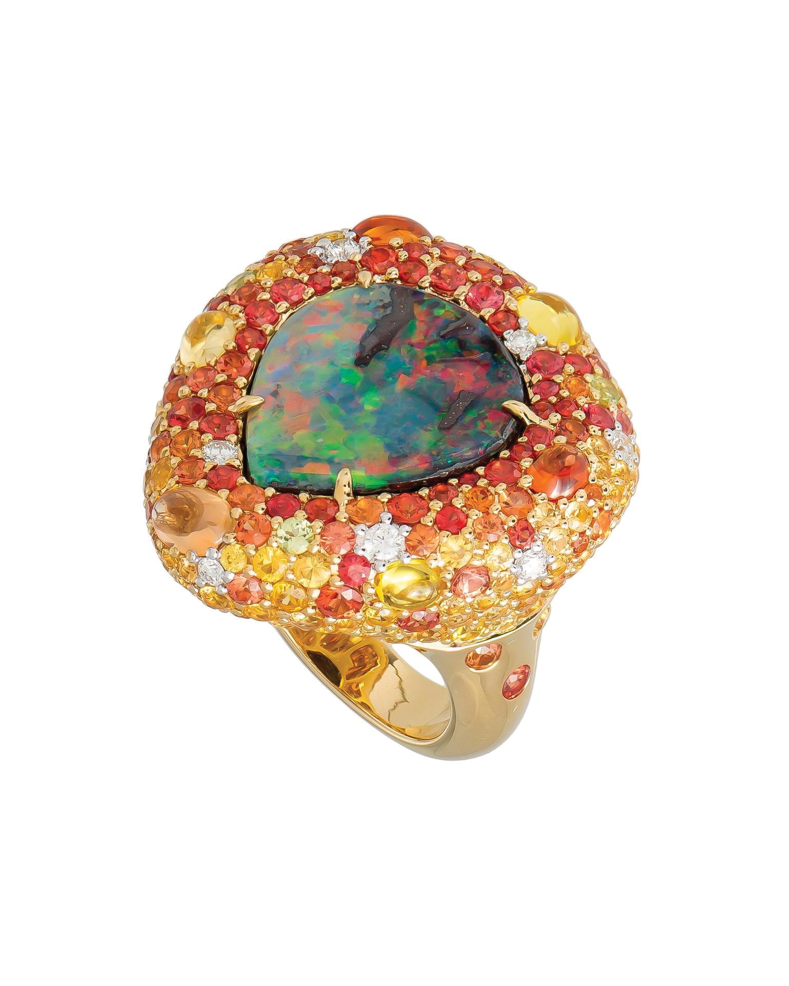 Australian Opal and Sapphire Ring
