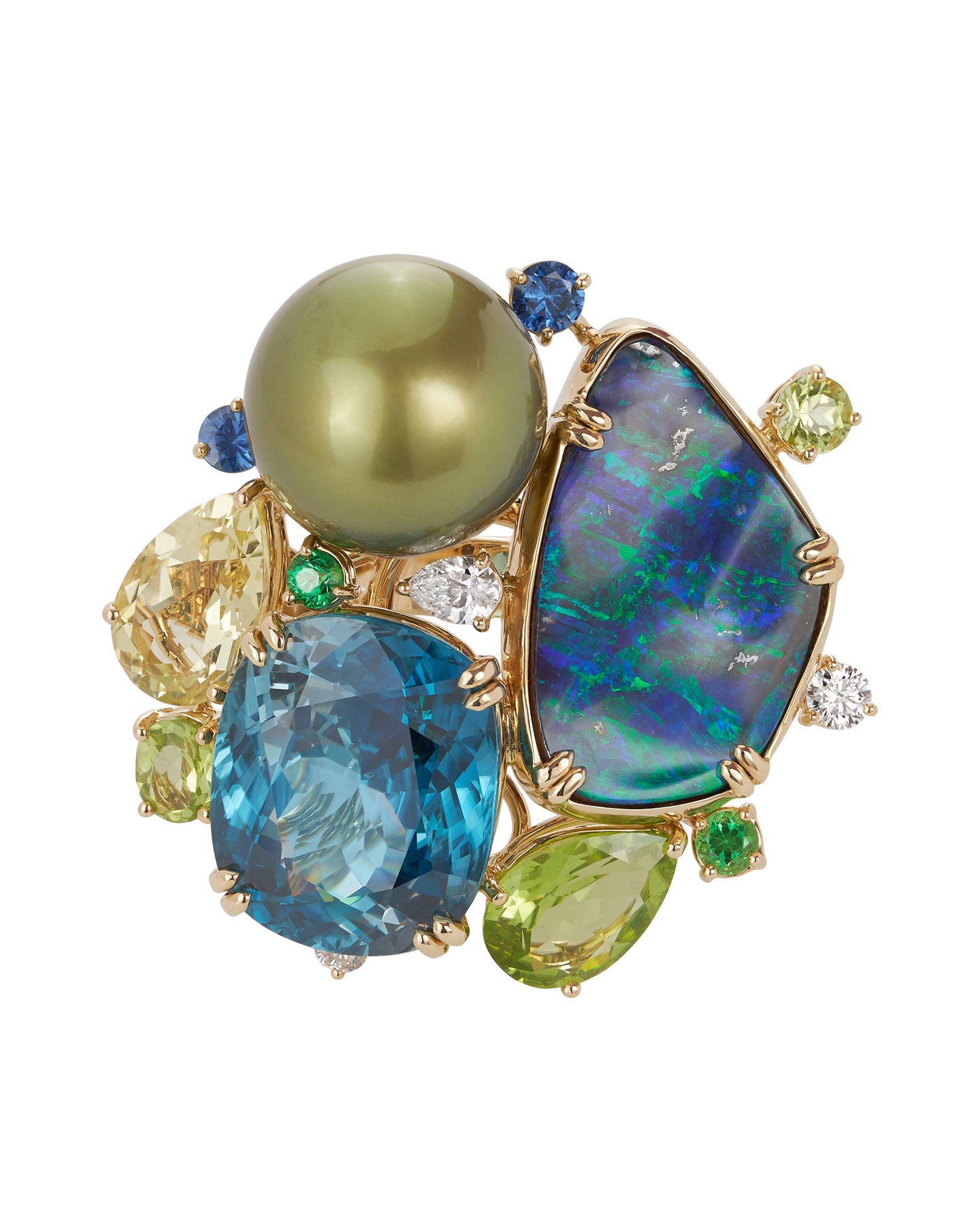 Archipelago Opal and Blue Zircon Ring