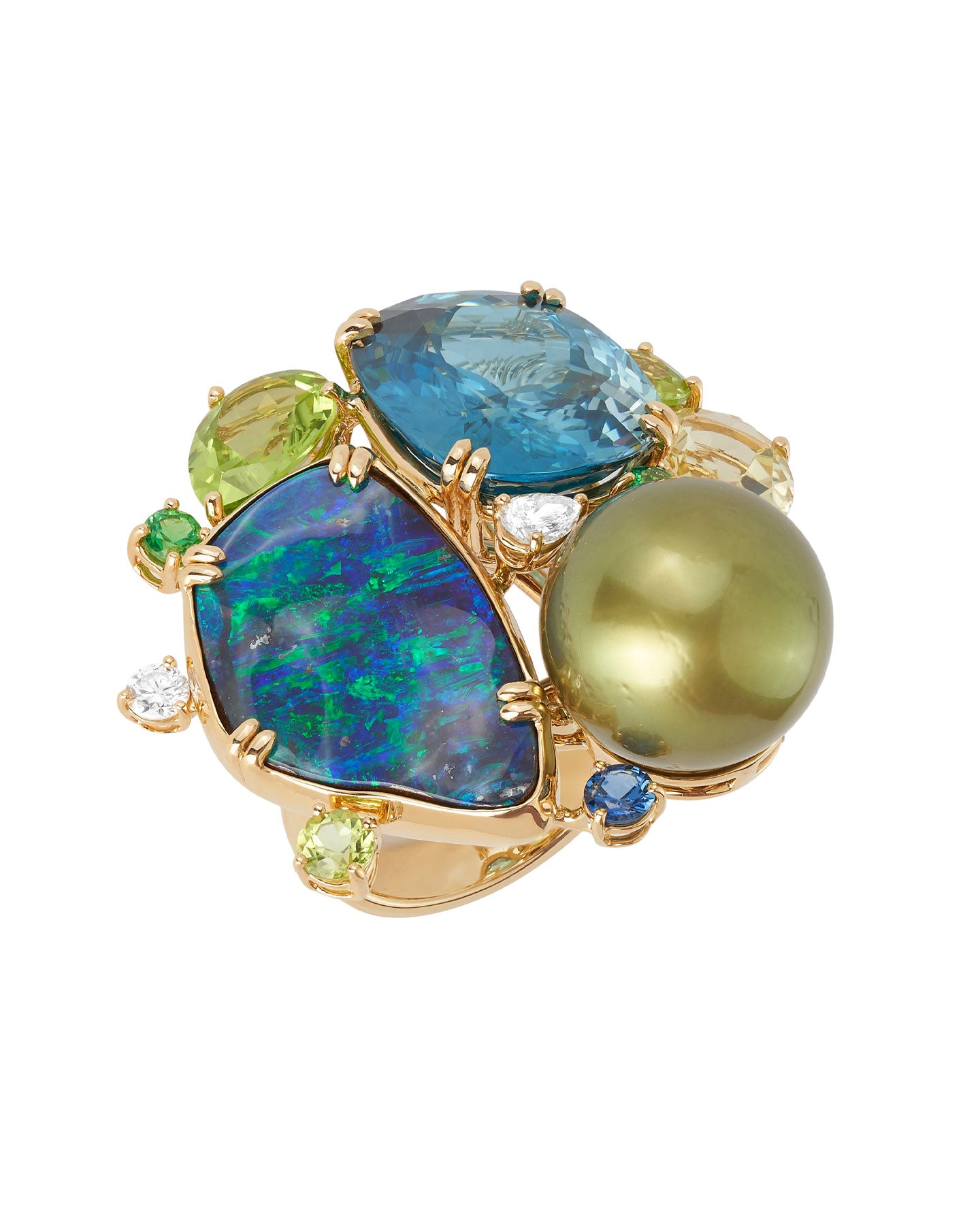 Archipelago Opal and Blue Zircon Ring