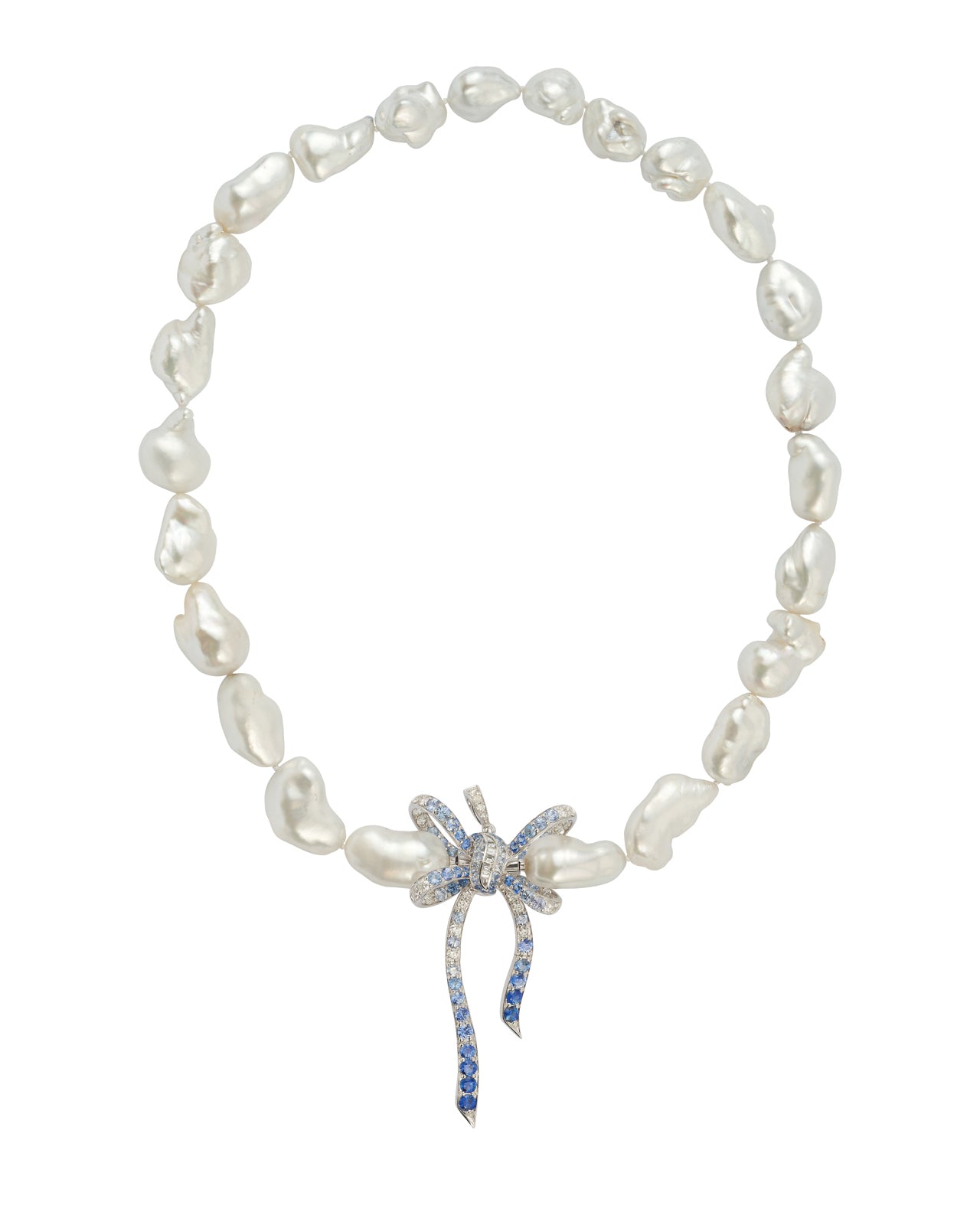 Mini Diamond and Sapphire Bow Pendant