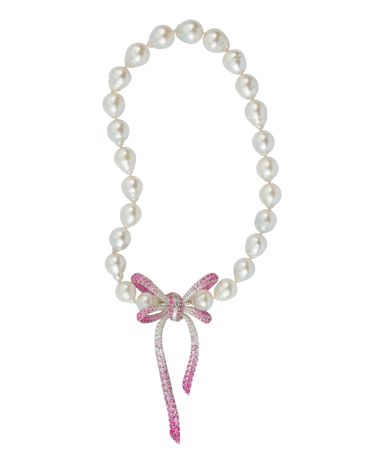 Bow Pendant & Pearl Necklace
