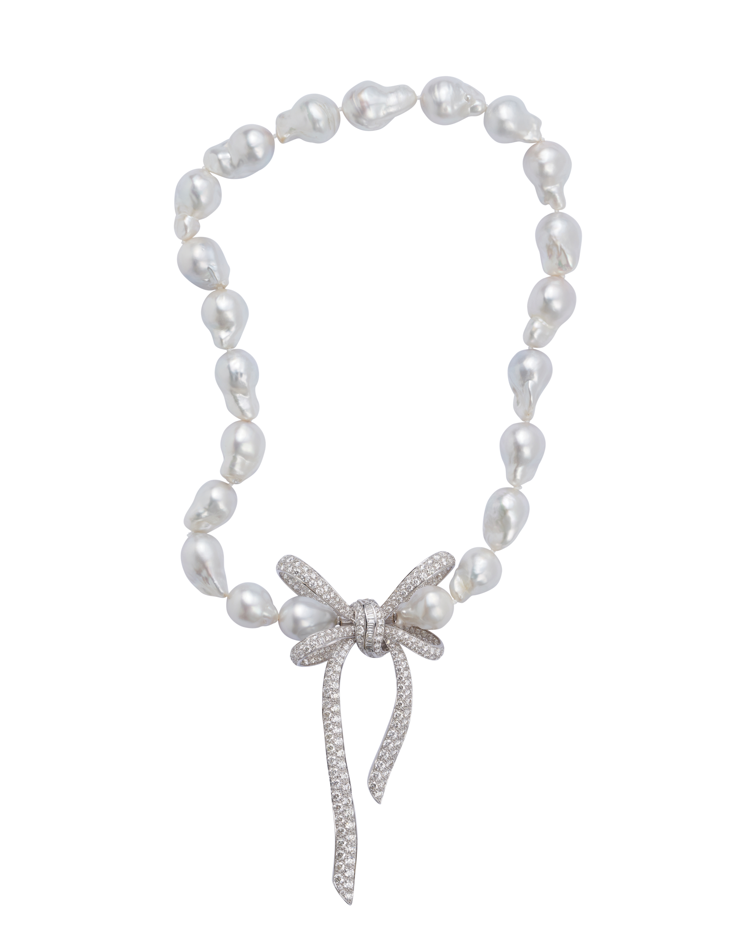 Bow Pendant & Pearl Necklace