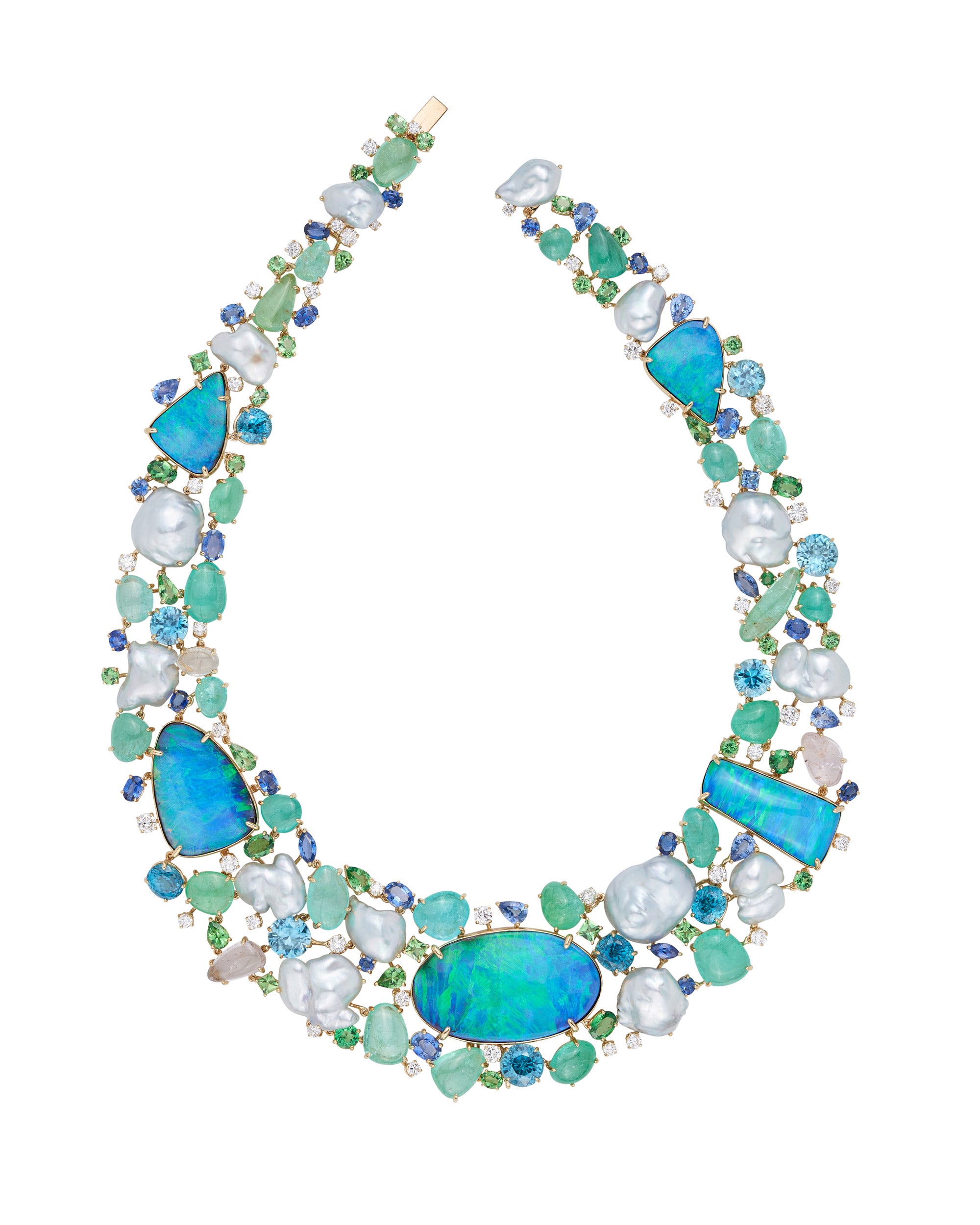 Mirage Opal and Keshi Pearl Collier