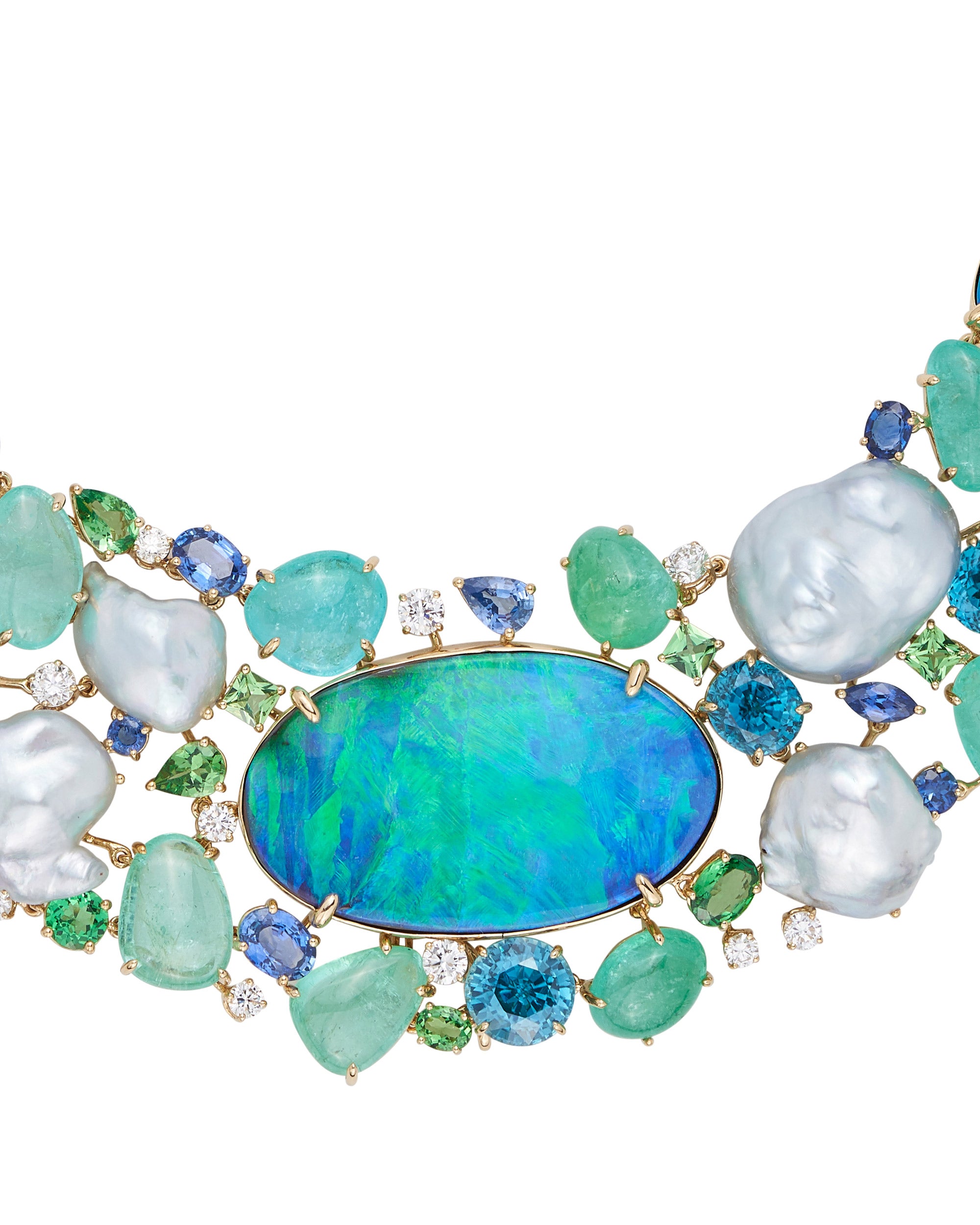 Mirage Opal and Keshi Pearl Collier