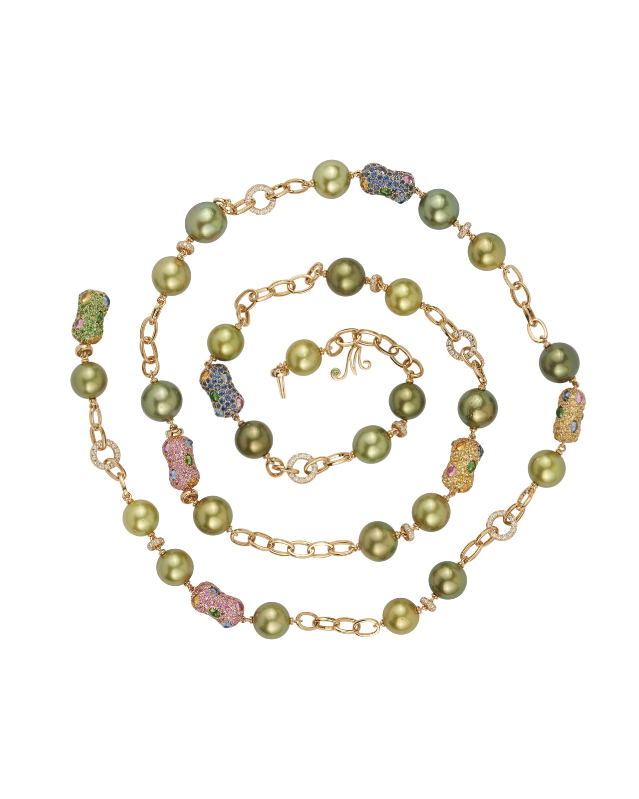 Tribal Chic Pistachio Pearl Necklace