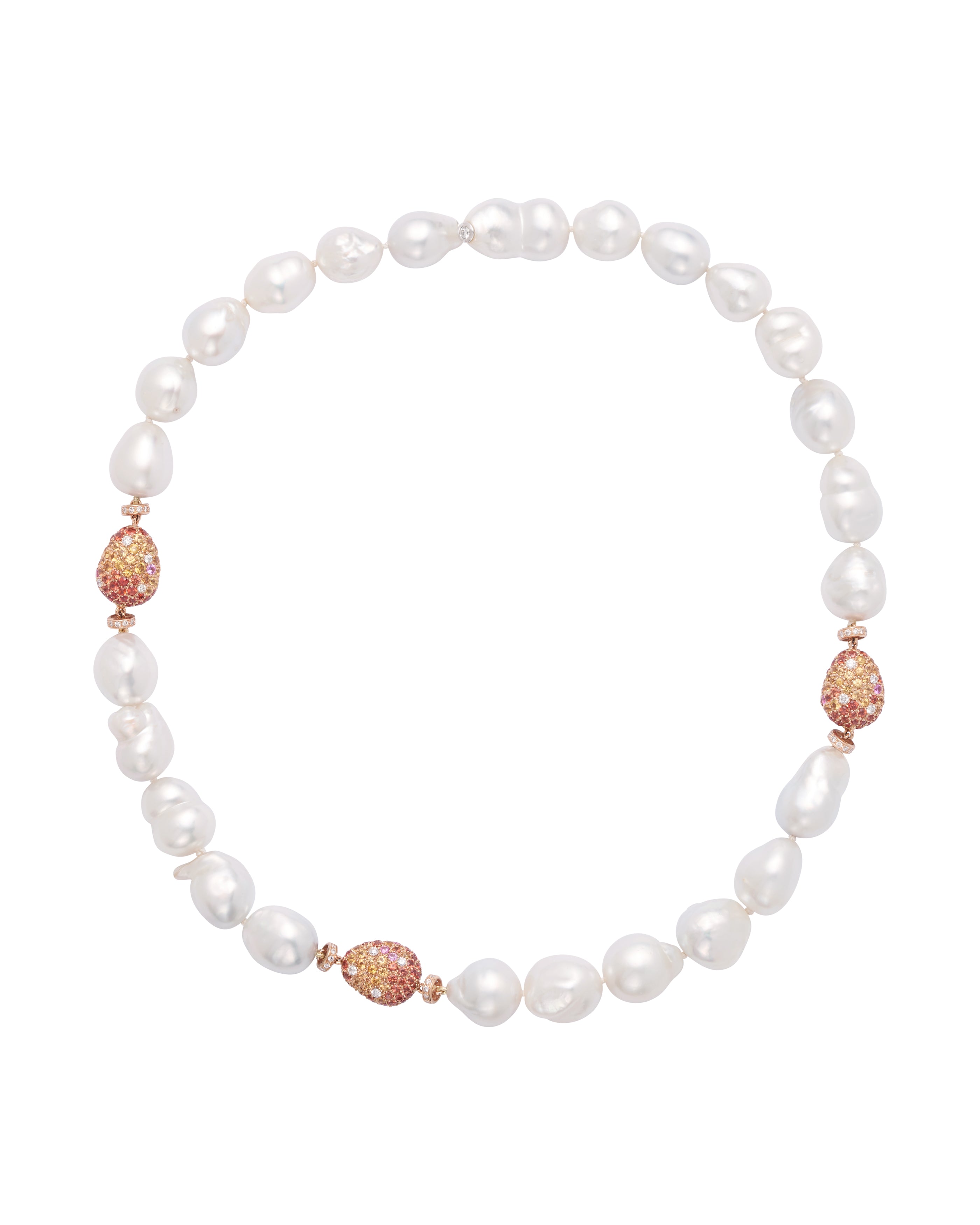 South Sea Pearl and Orange Yellow Pebble Necklace