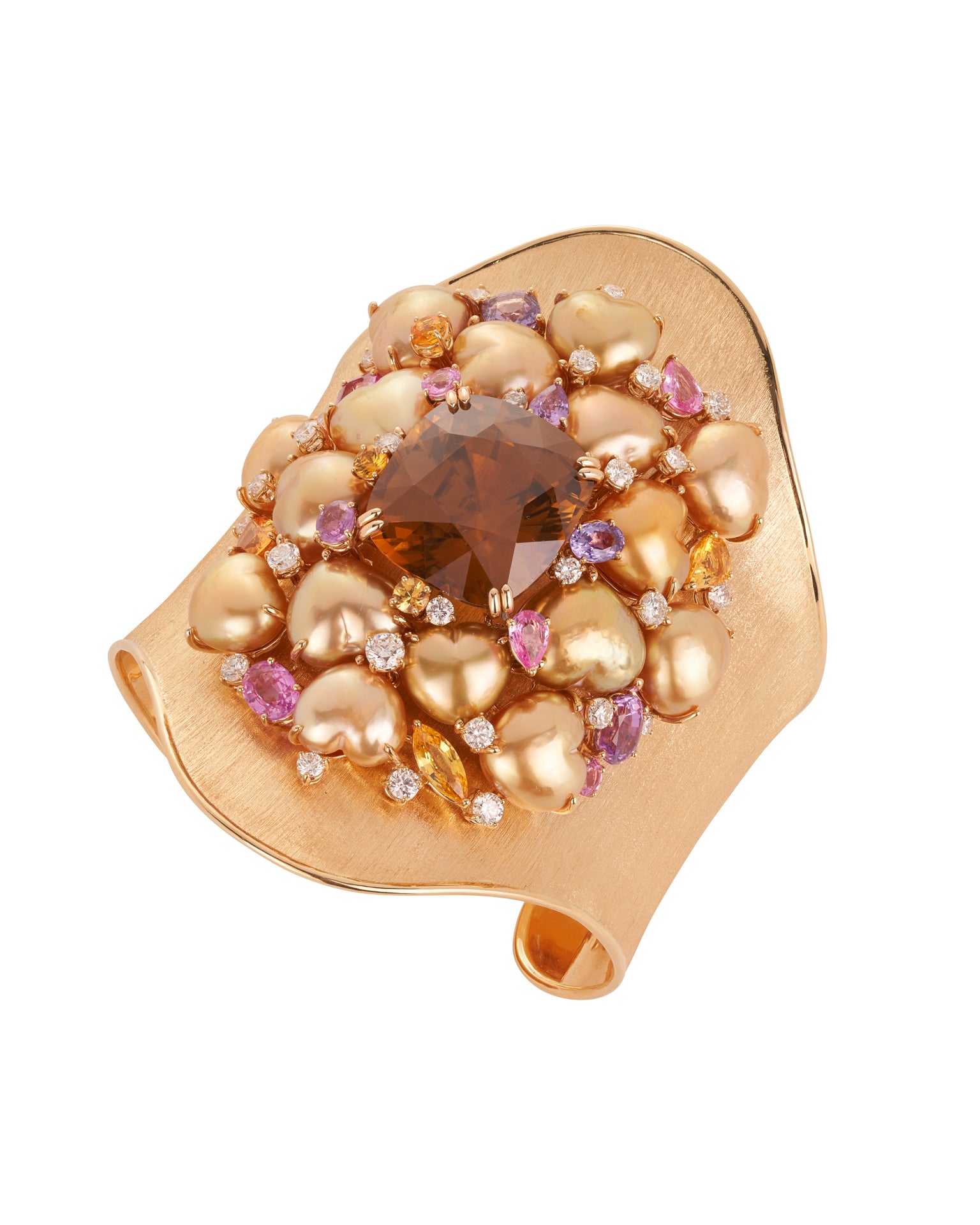 Golden Heart Pearl and Zircon Cuff