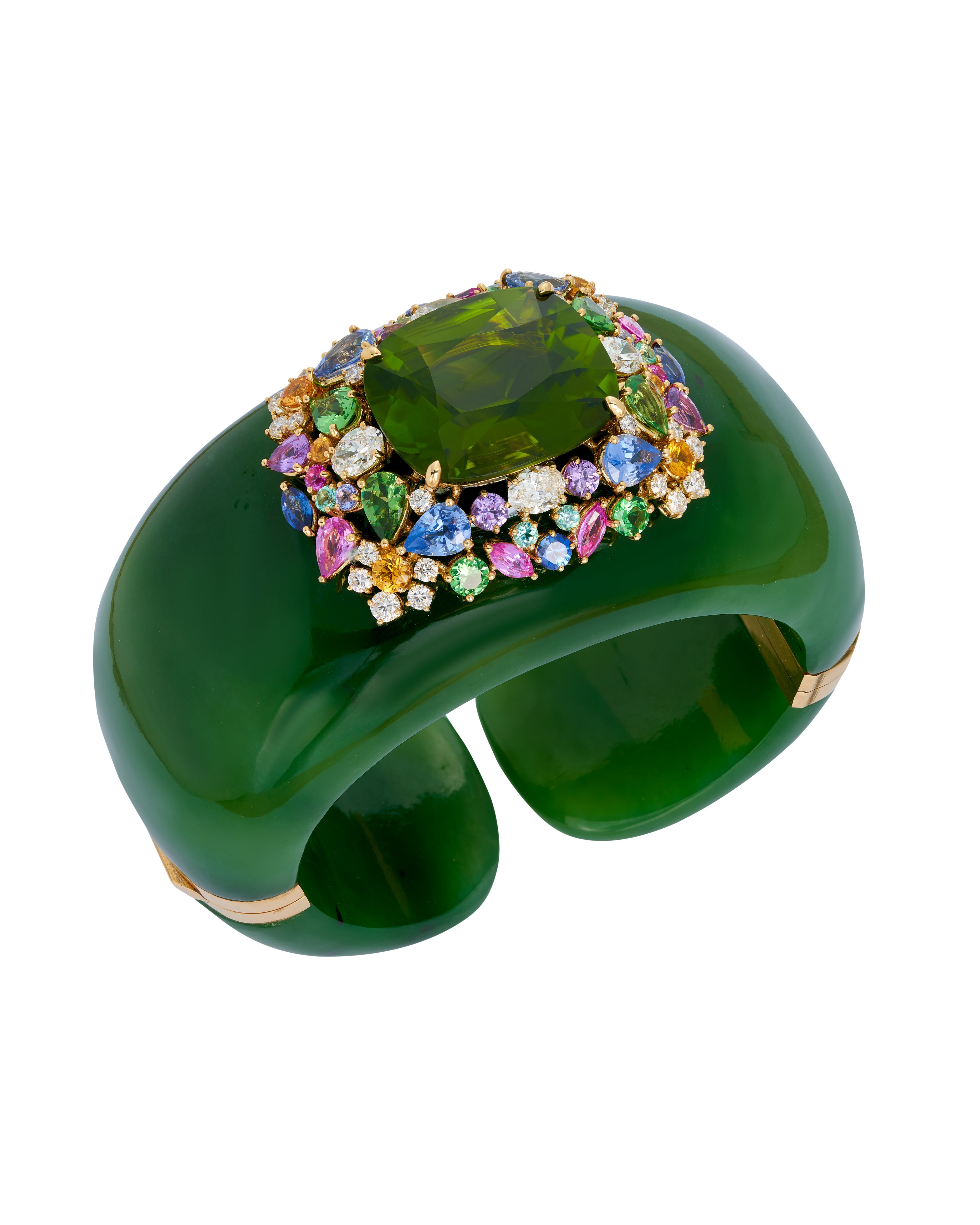 Peridot and Nephrite Coral Cay Cuff