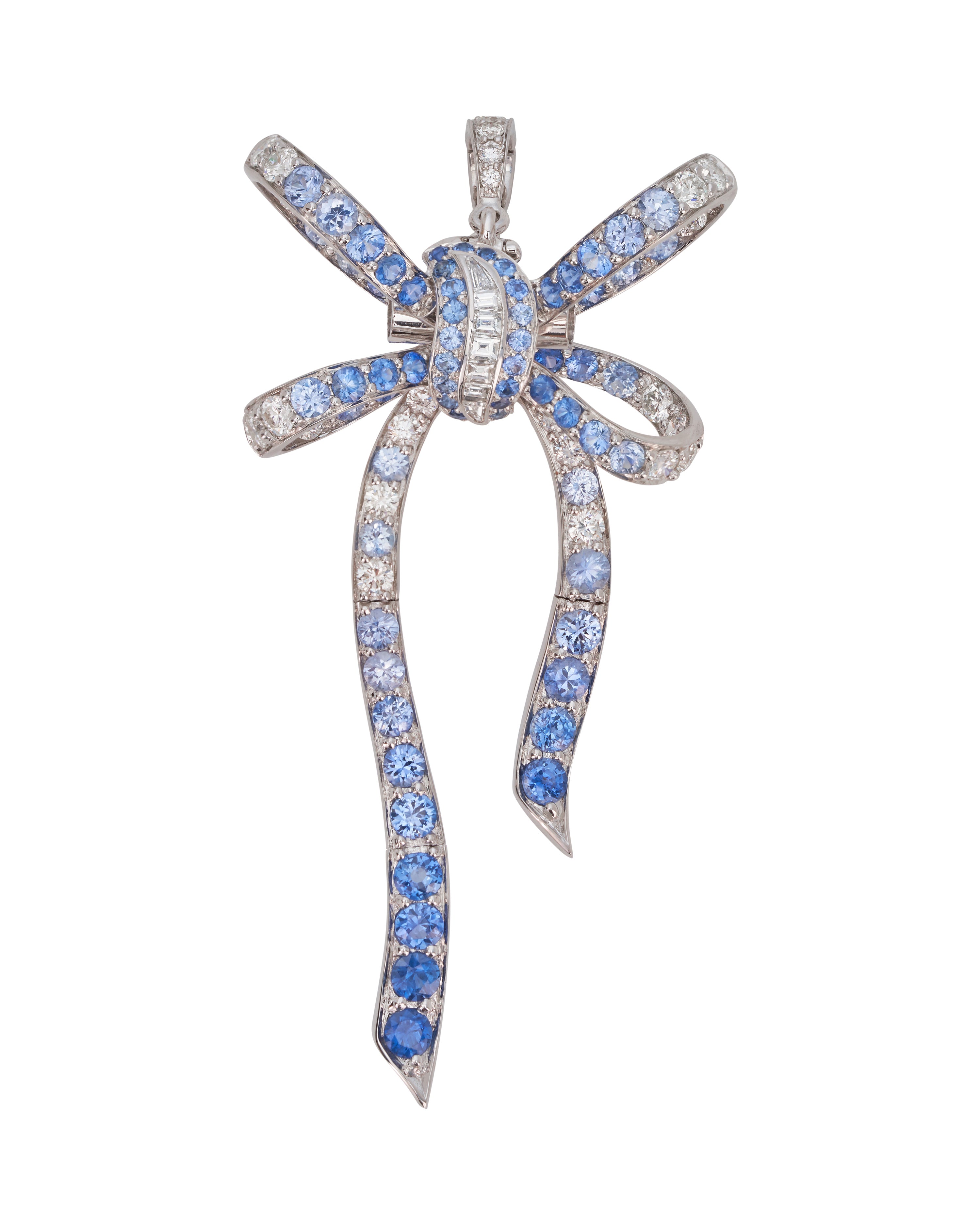 Mini Diamond and Sapphire Bow Pendant