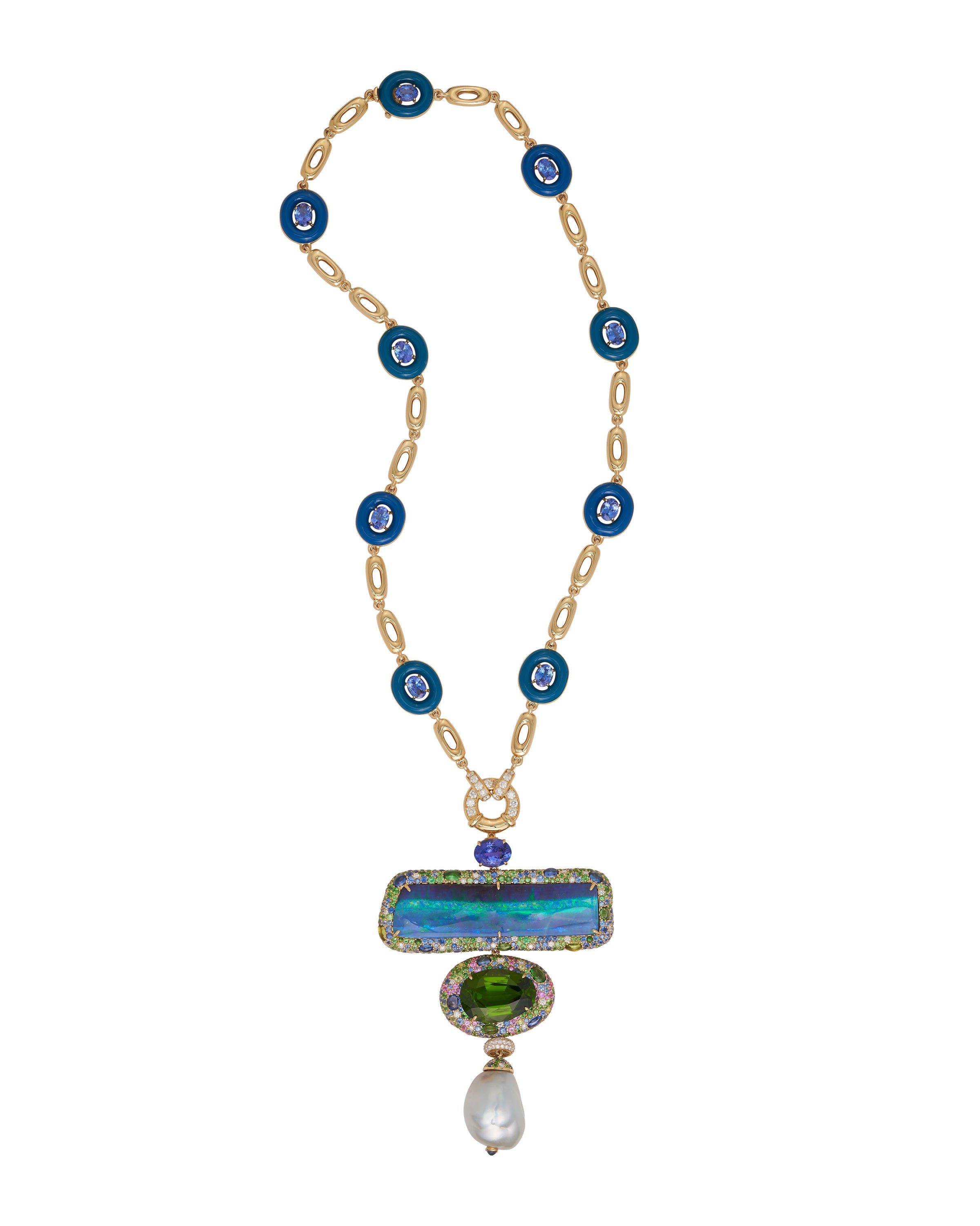 Horizon Australian Opal, Peridot and Pearl Necklace