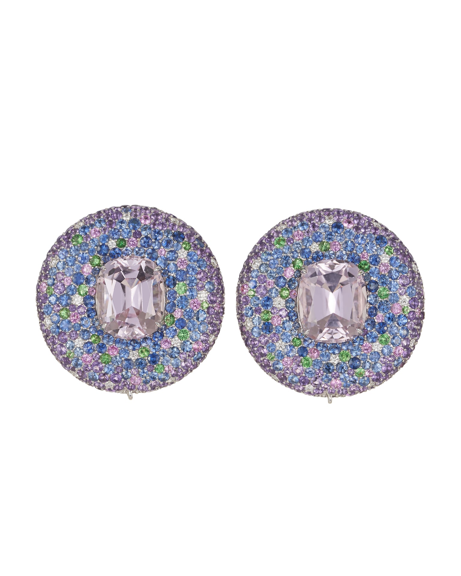 Button Pink Kunzite Earrings