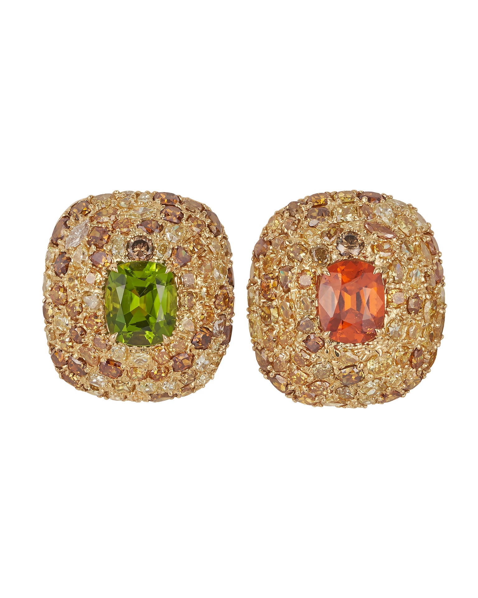 Mandarin Garnet and Peridot Mix Match Earrings