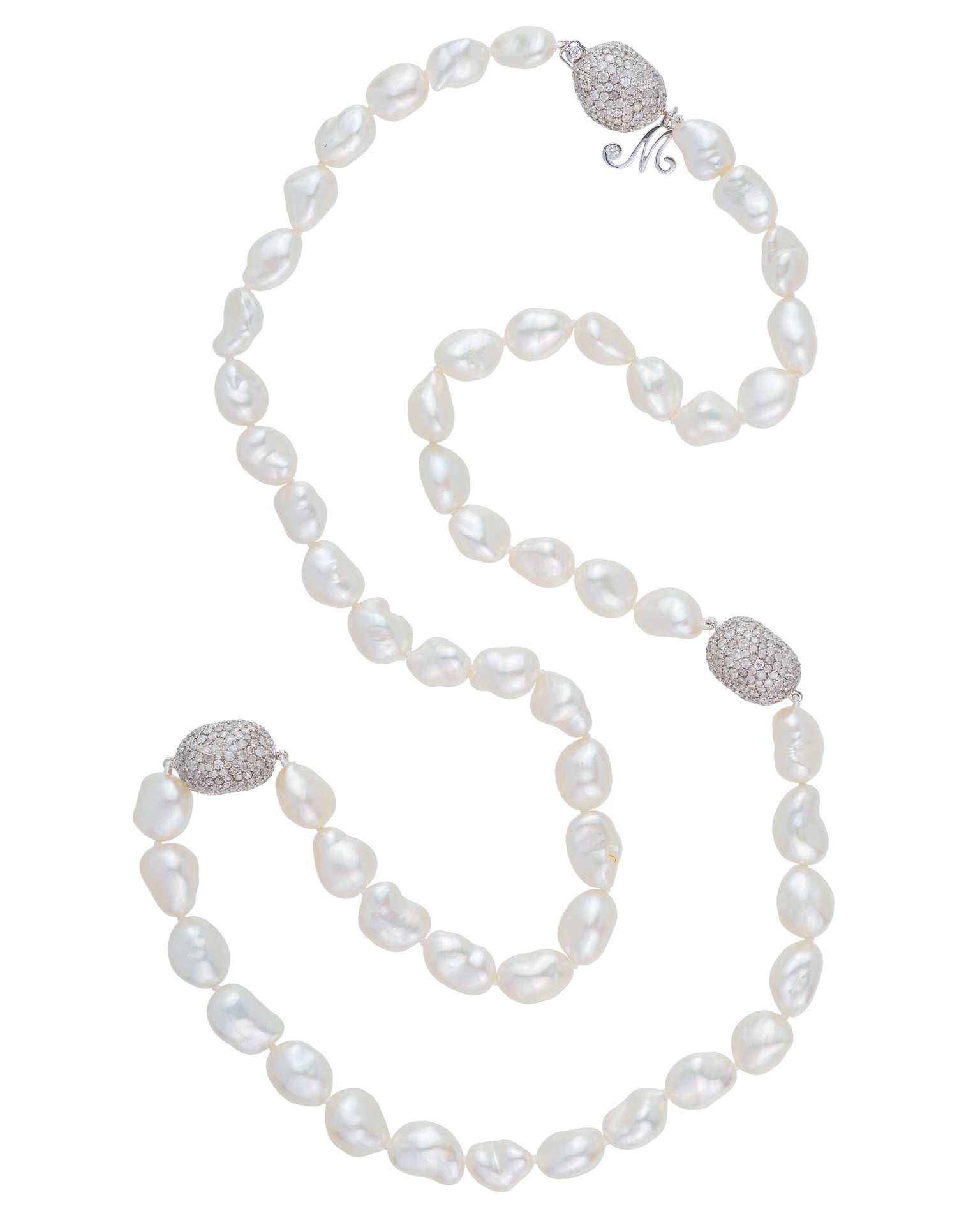 Keshi Pearl Diamond Pebble Strand