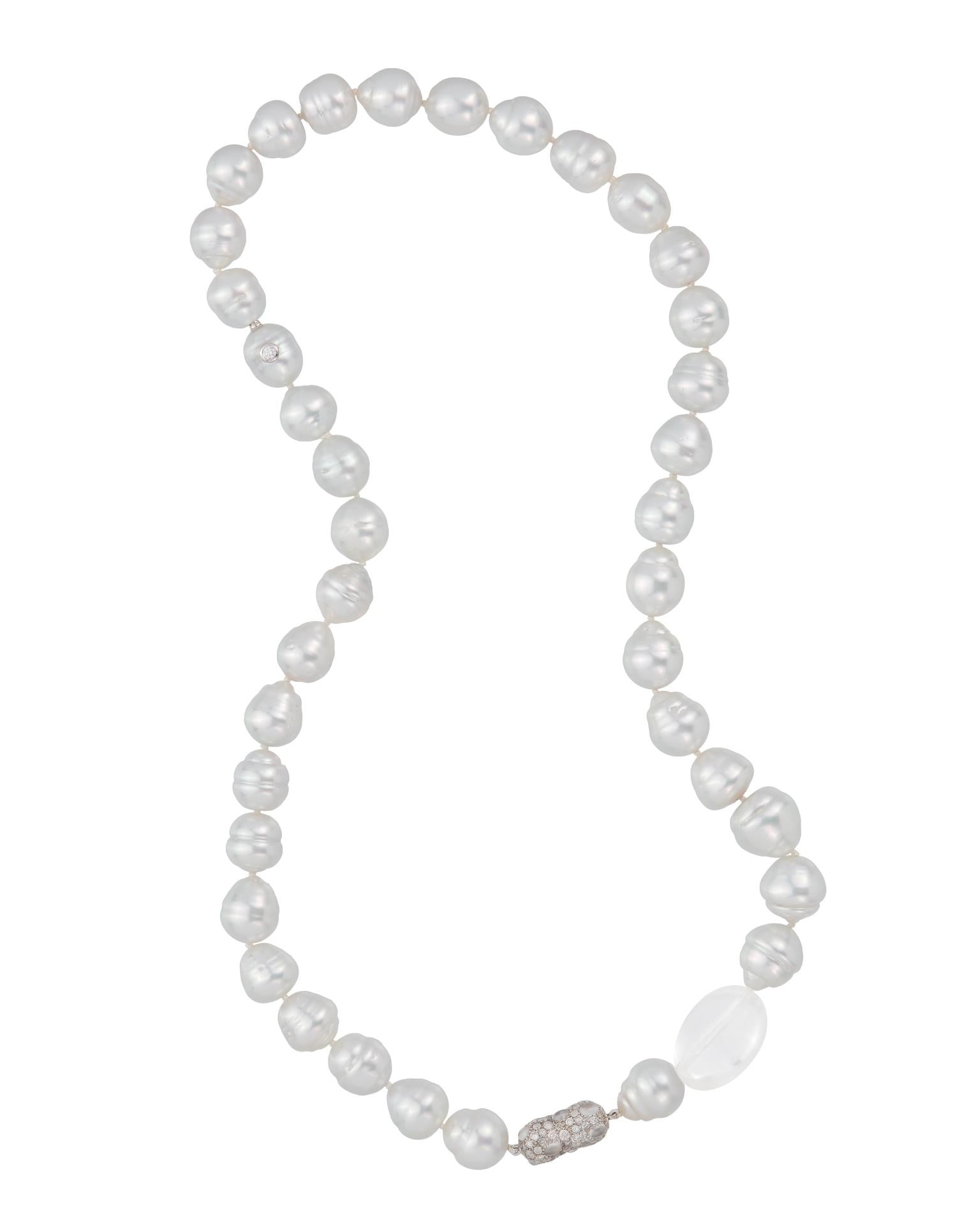 Australian South Sea Pearl Diamond Moonstone Strand