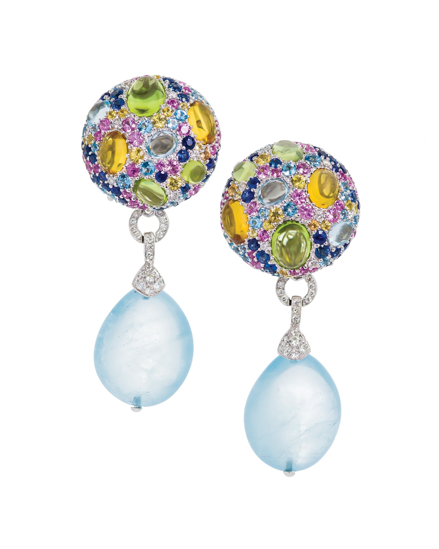 Aquamarine Drop Cookie Earrings