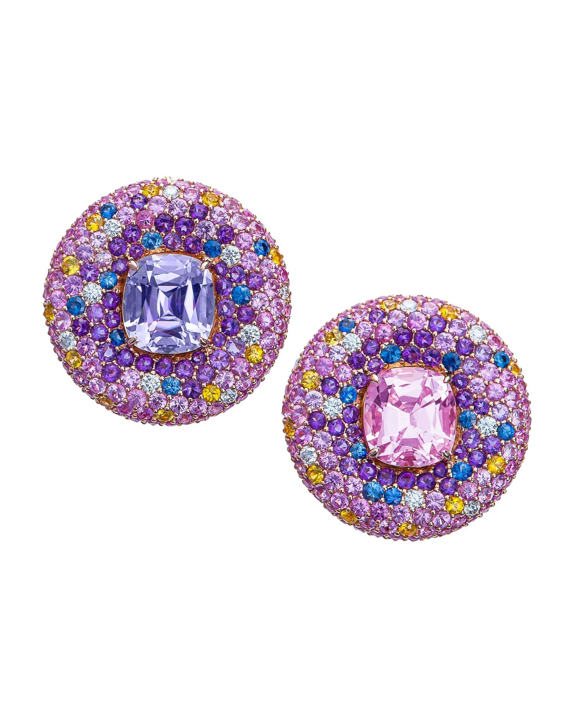 Kunzite Mix Match Button Earrings