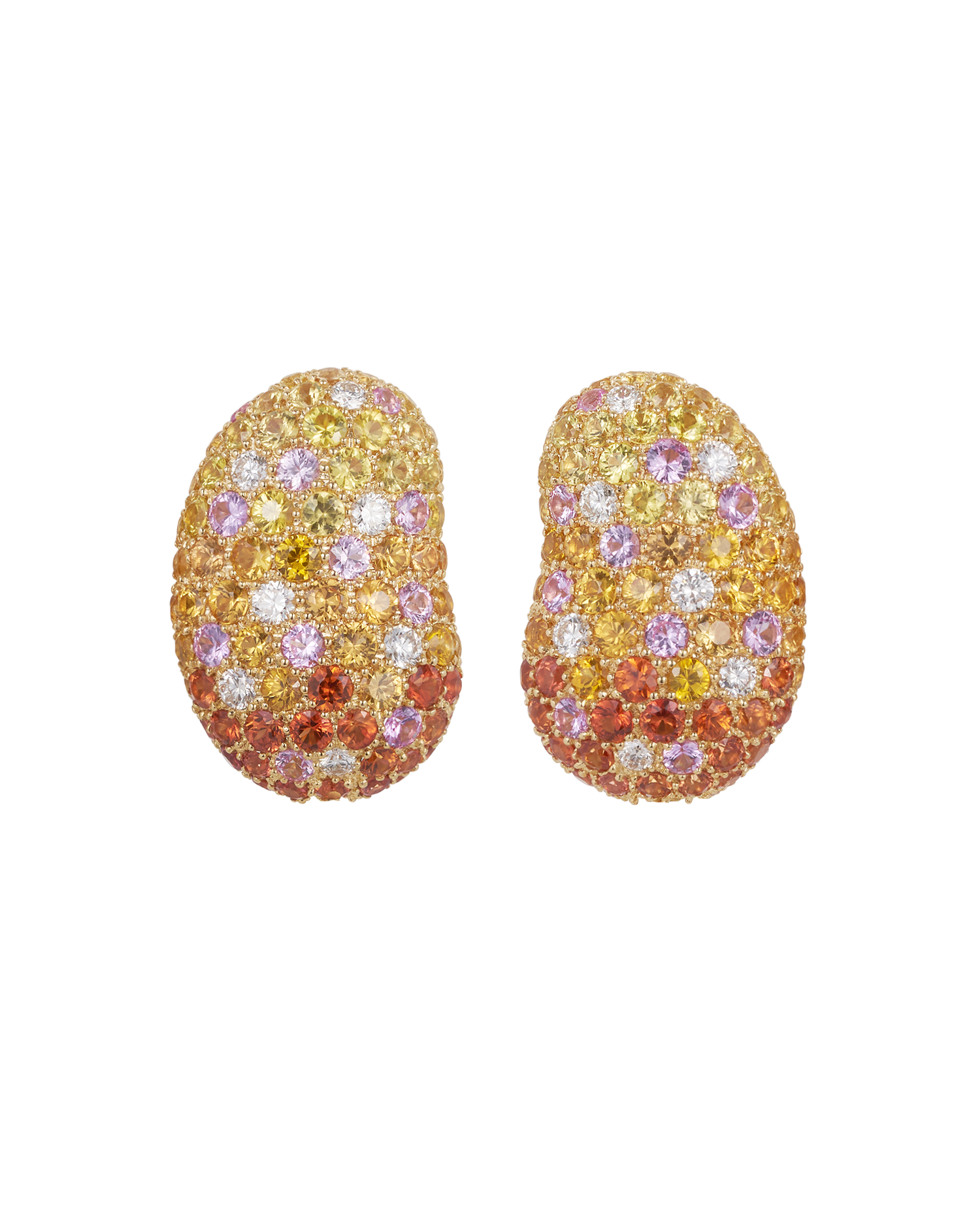 Jelly Bean Yellow, Pink and Orange Sapphire and Diamond Earrings
