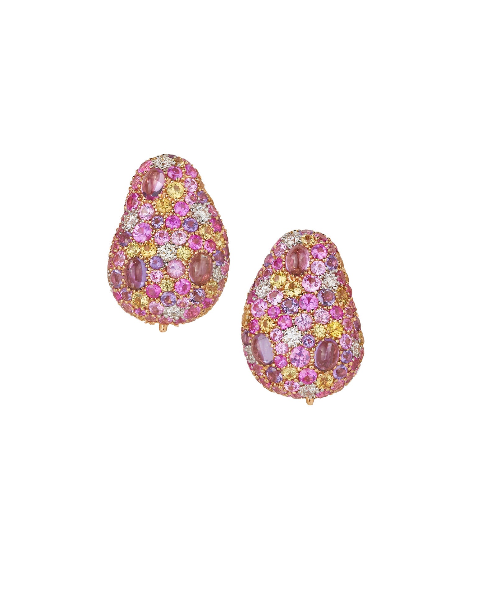 Mini Jelly Bean Sapphire, Rose de France, Amethyst and Diamond Earrings