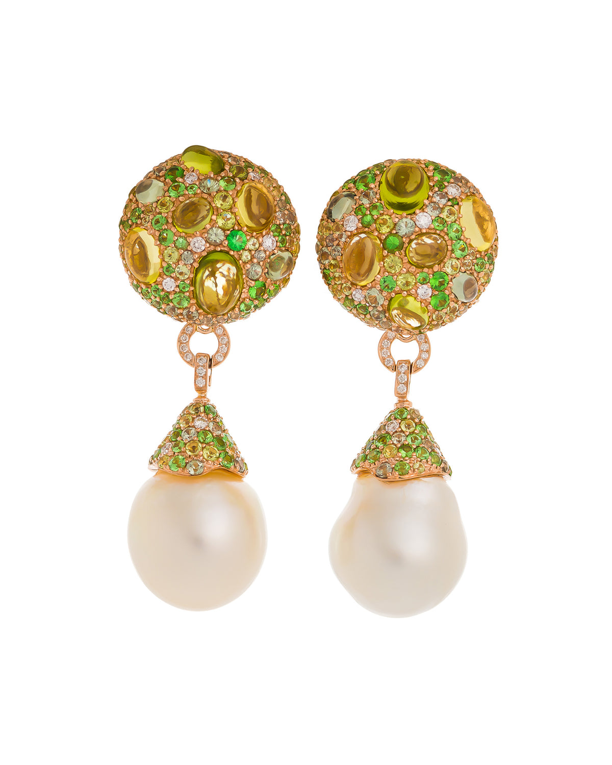 Green Cookie with Pearl Drop Earrings