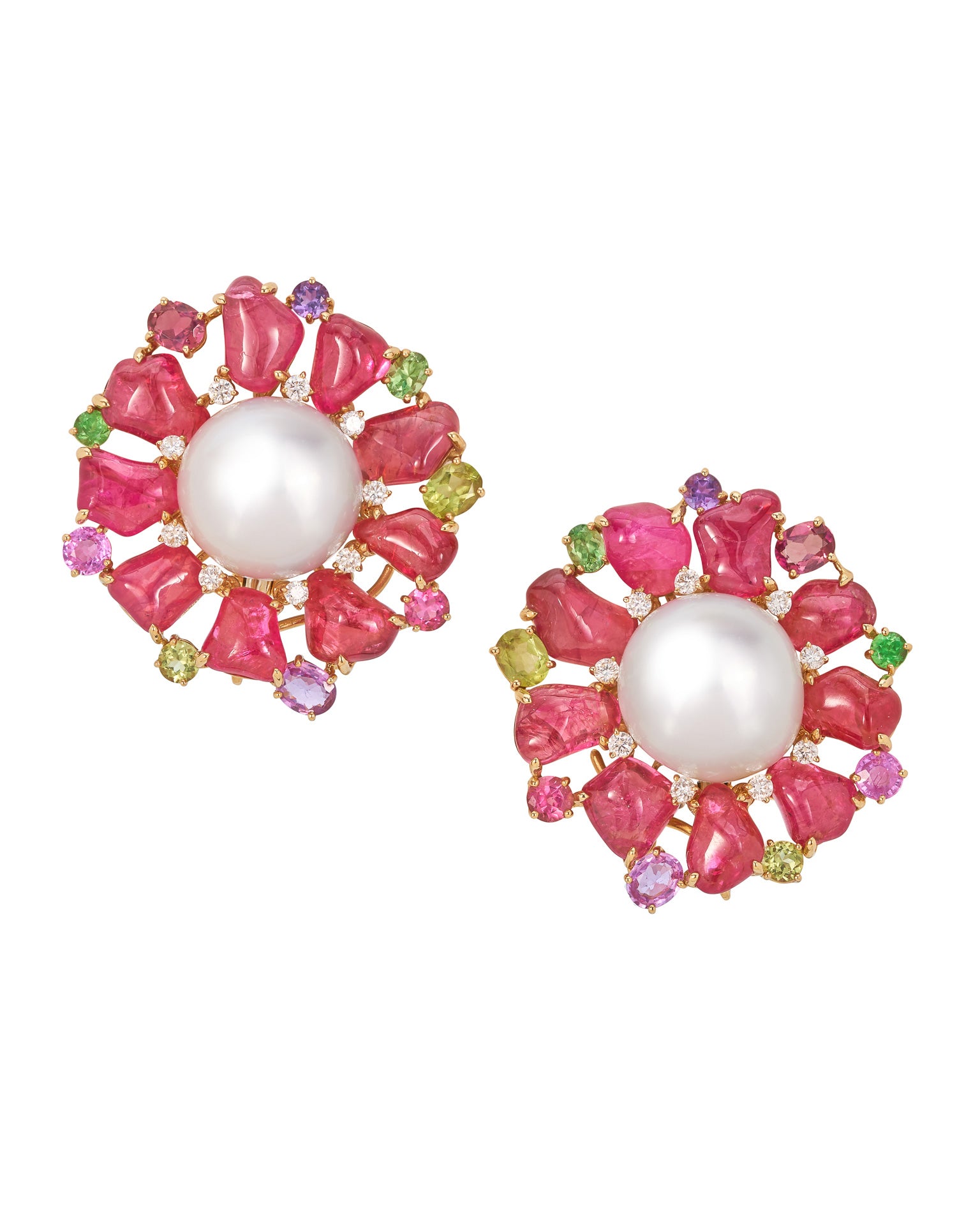 South Sea Pearl and Pink Spinel Earrings