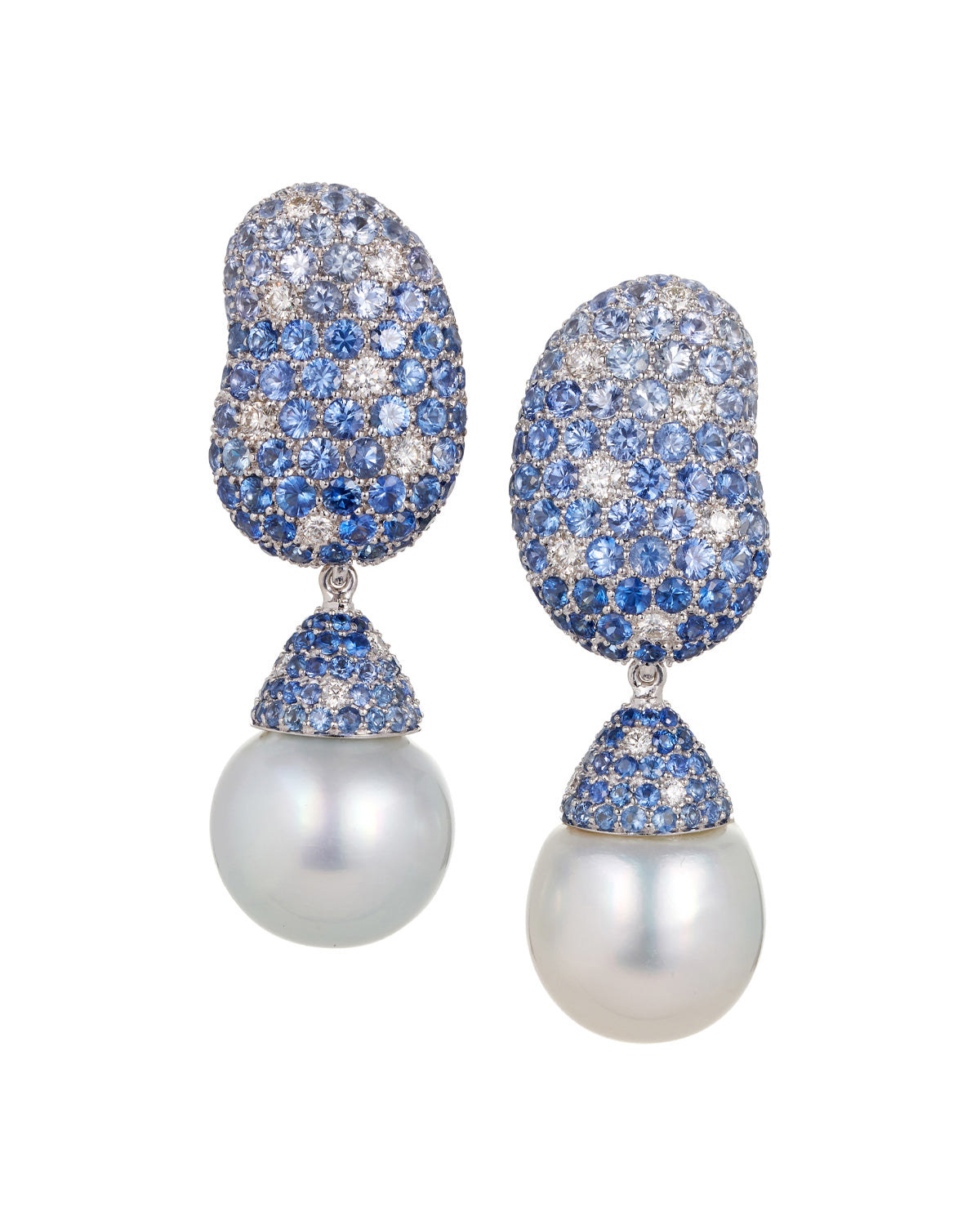 Sapphire Pearl Drop Jelly Bean Earrings