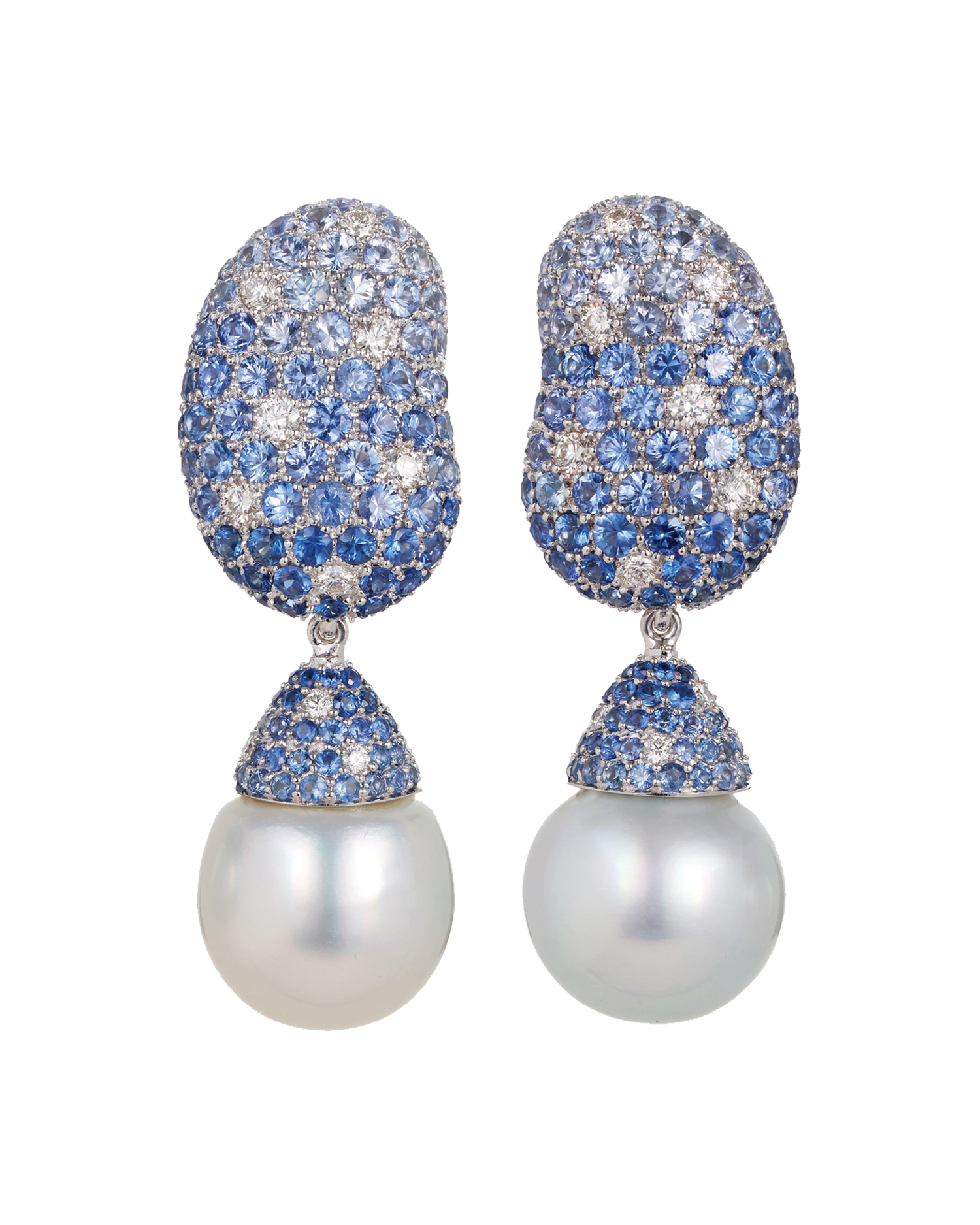 Jelly Bean Sapphire, Diamond and Pearl Drop Earrrings