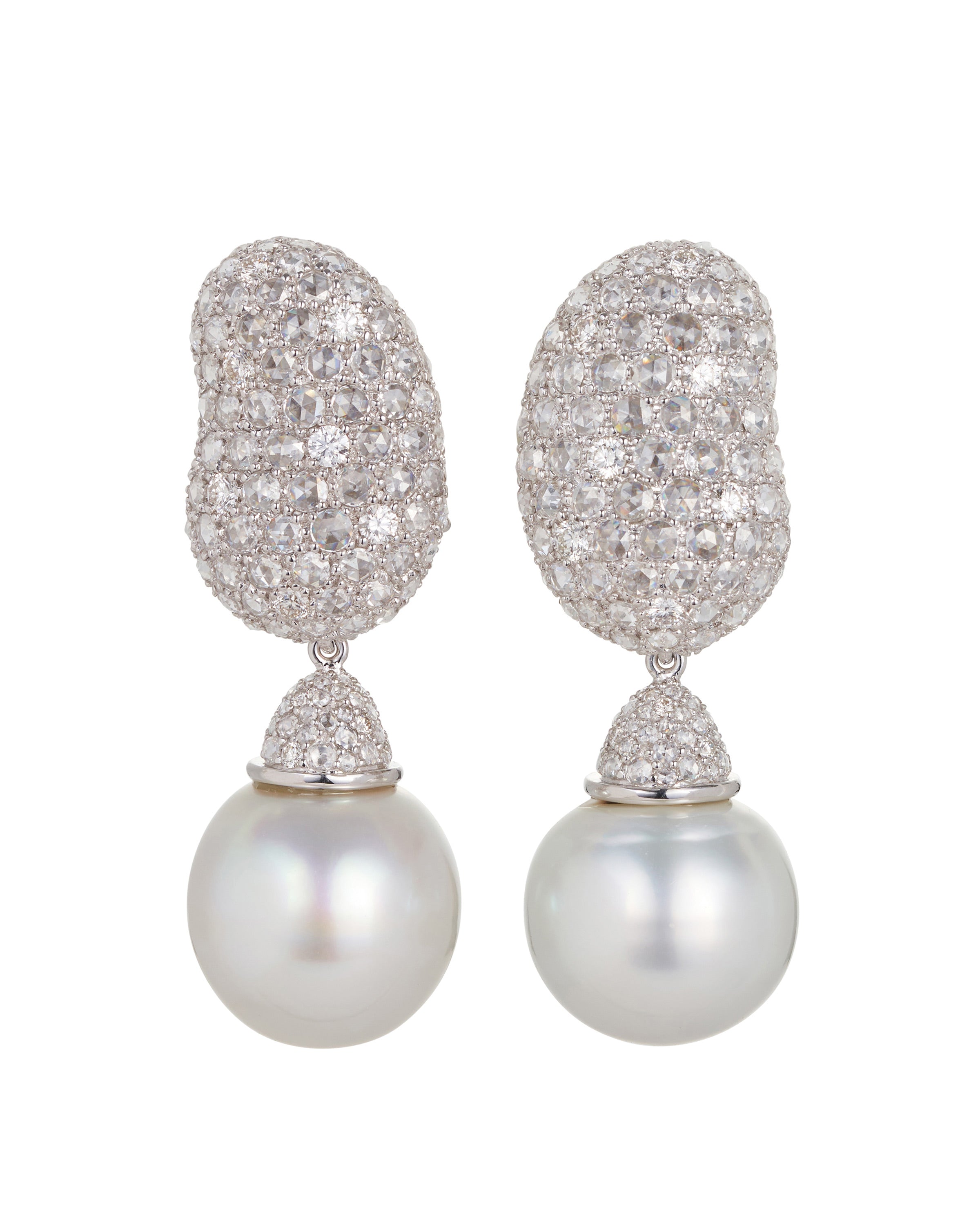 Jelly Bean Diamond with Pearl Drop Earrings