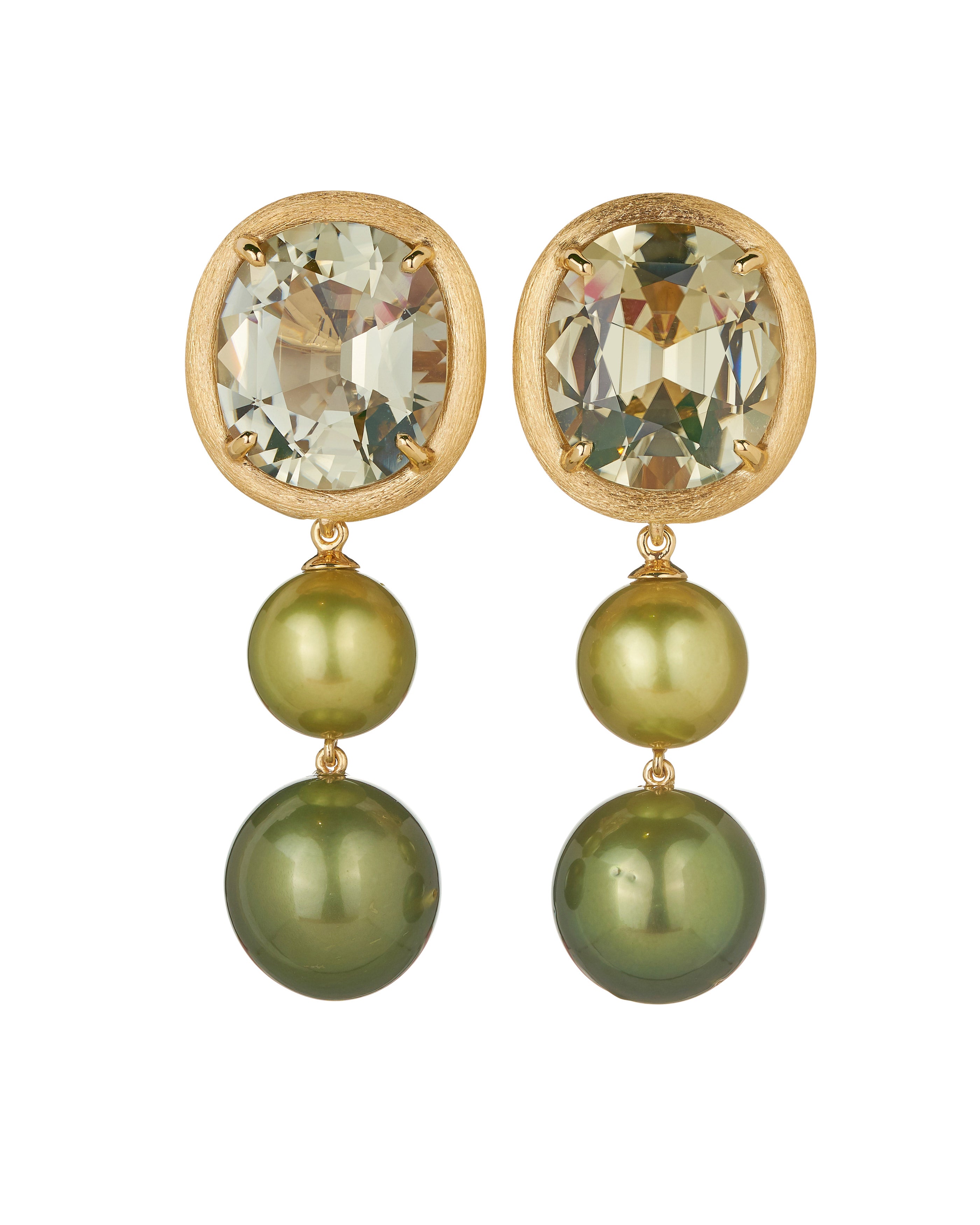 Nomad Tourmaline and Double Pistachio Pearl Earrings