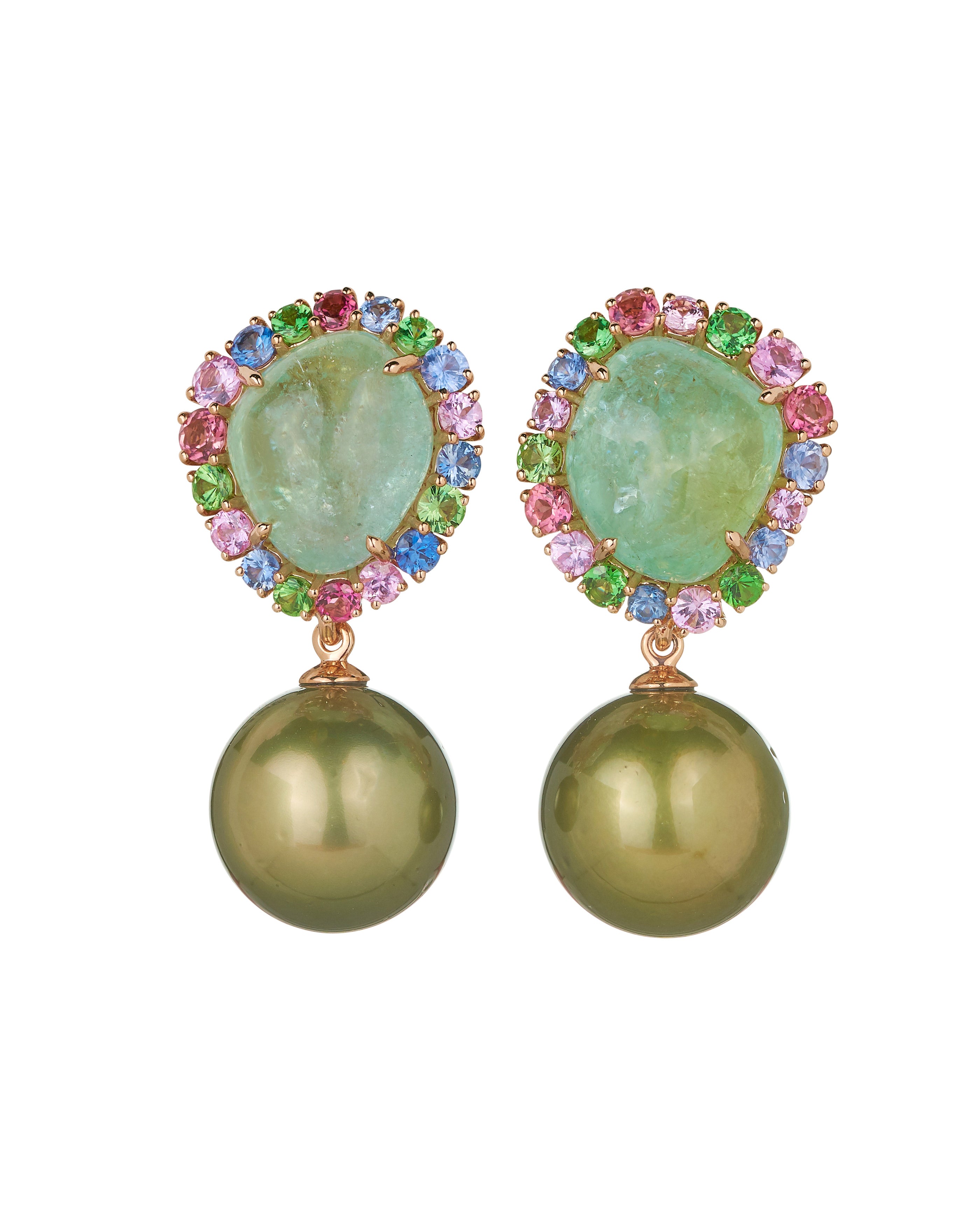 Paraiba Tourmaline and Pearl Drop Earring