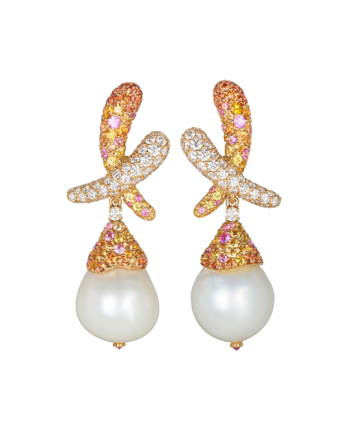 Kiss Sapphire and Diamond with Pearl Drop Earrings